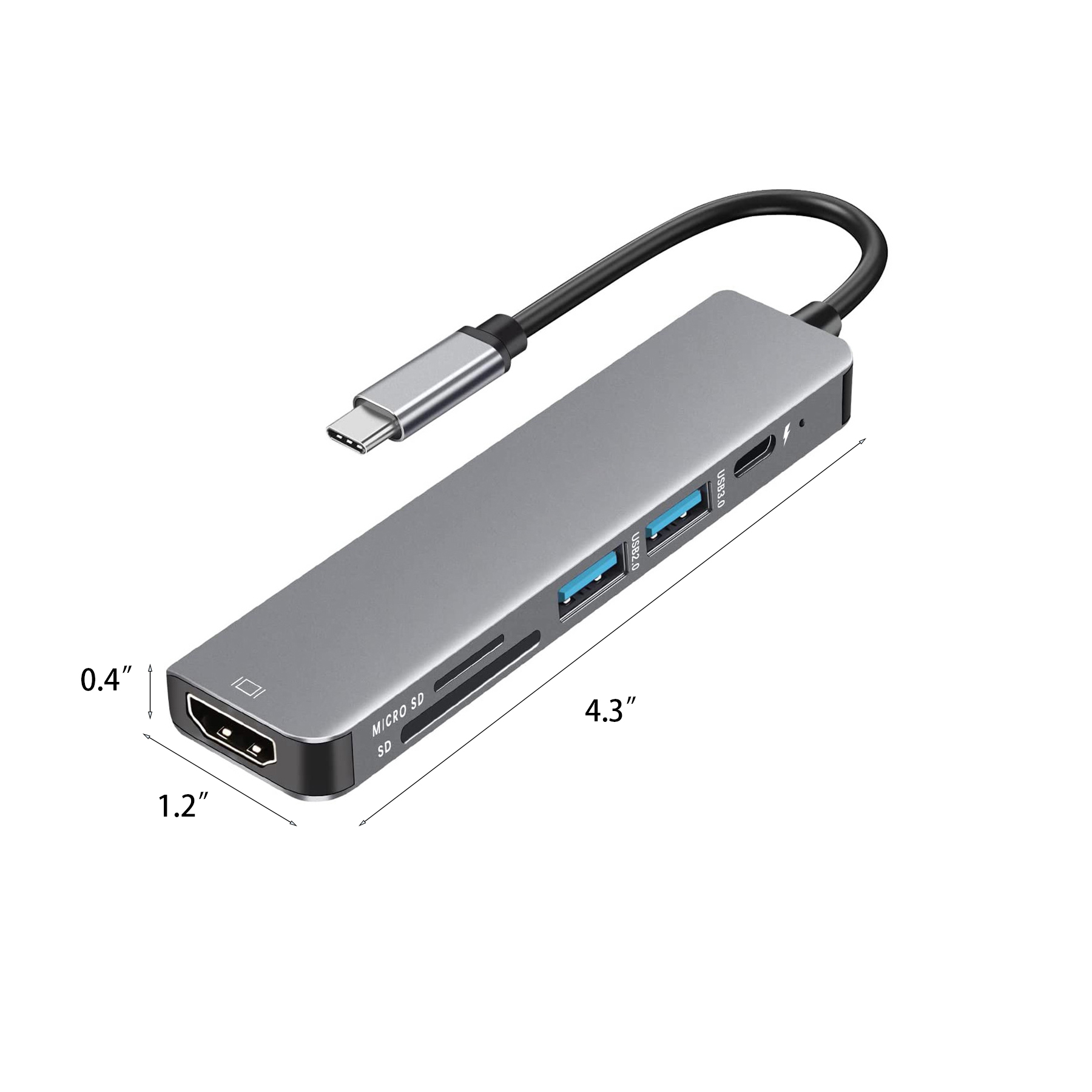 6 in 1 USB C Hub Multiport Adapter 6