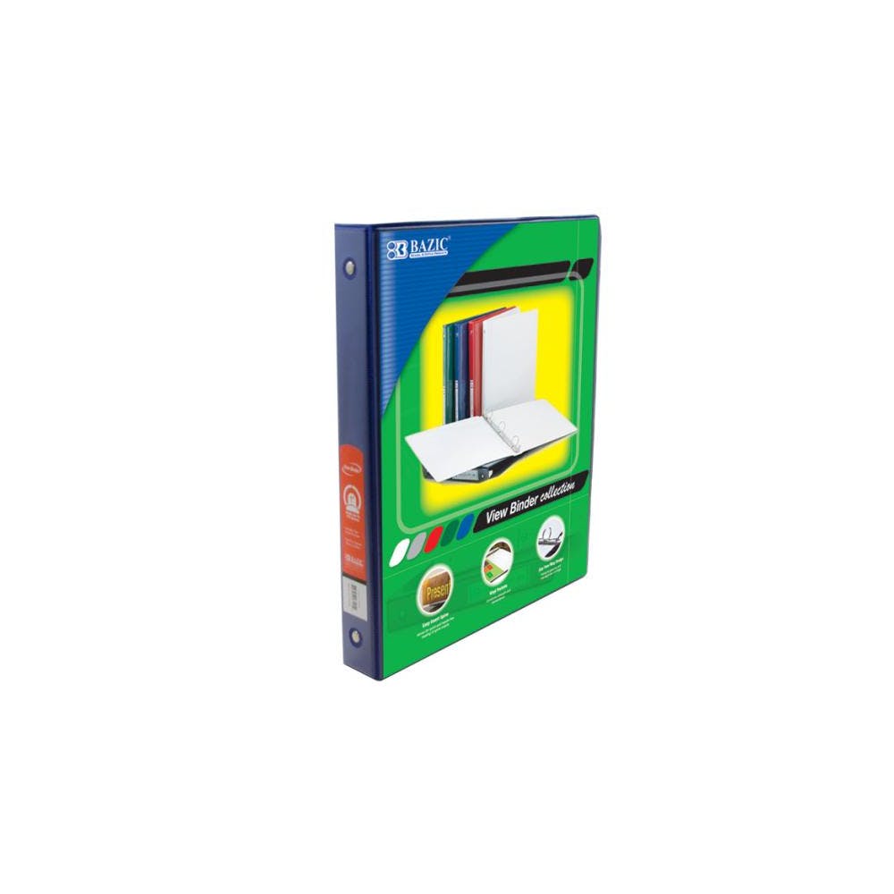 1" 3 Ring View Binders - Blue 2 Pockets 2