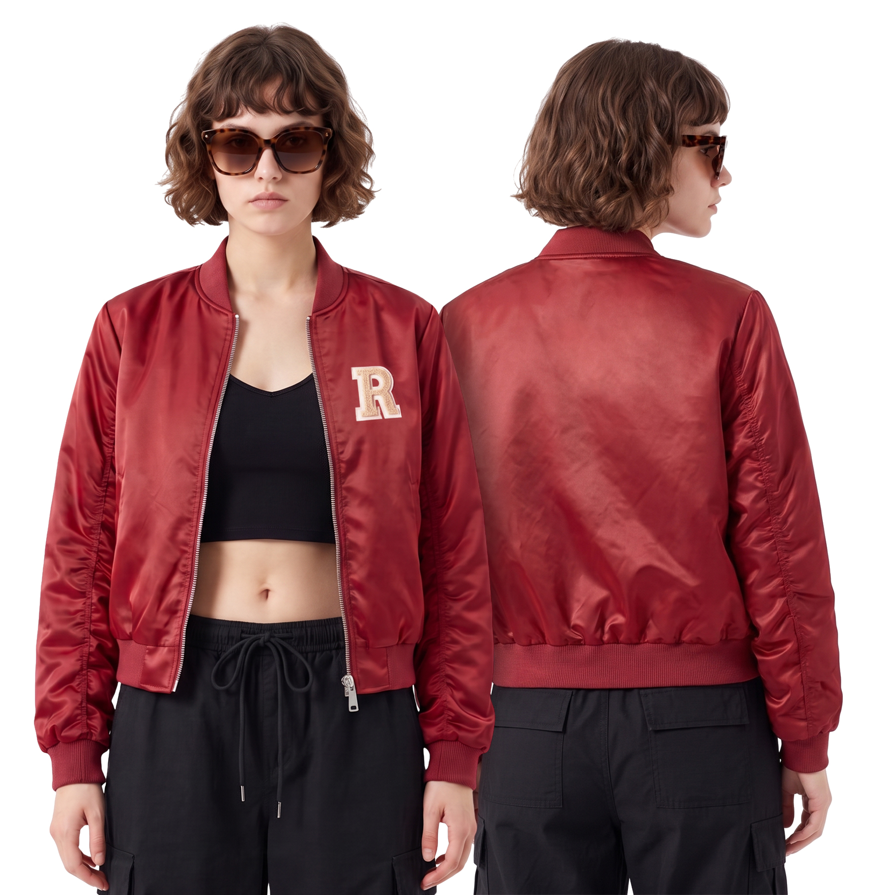 Custom MA 1 Style Nylon Bomber Jacket-Women
