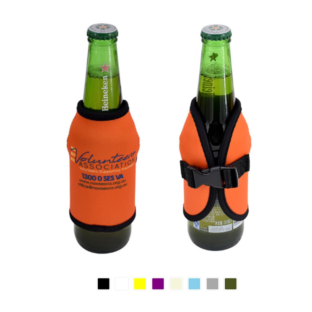 Neoprene Bottle Cooler w/Adjustable Buckle Closure