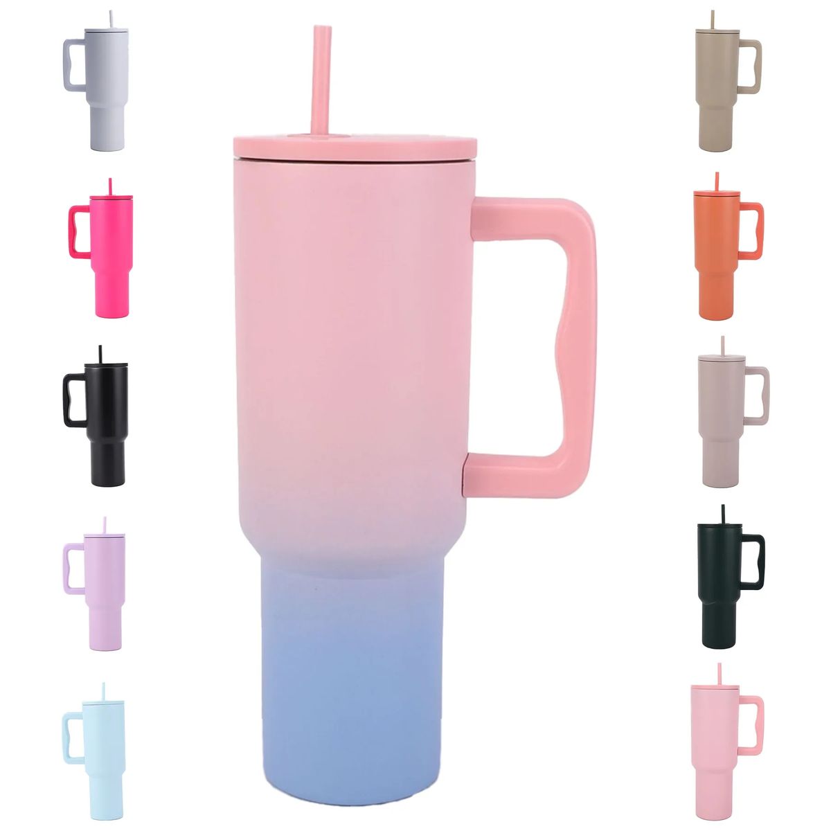 40 oz Tumbler with Handle and Straw Lid