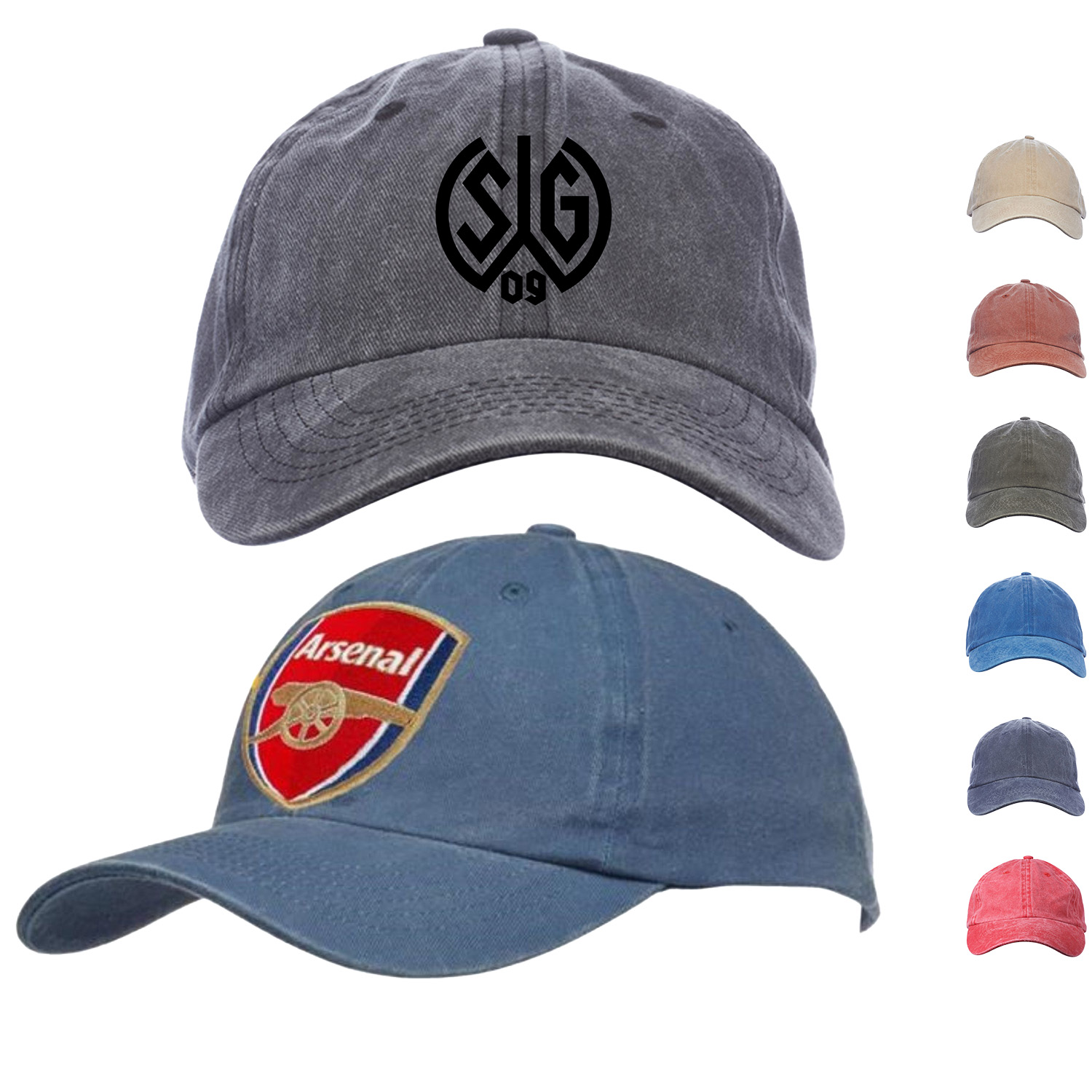 Washed Cotton Unconstructed Cap w/ Custom Logo 6 Panel Caps