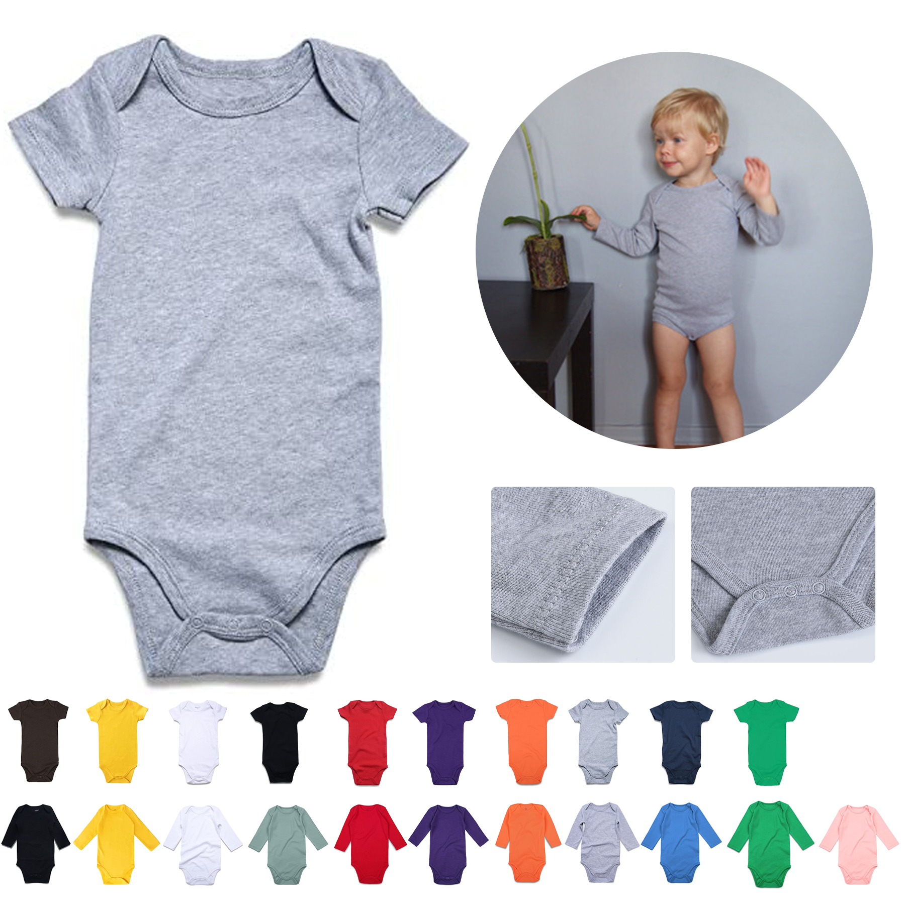 Unisex Solid Baby Bodysuit 6
