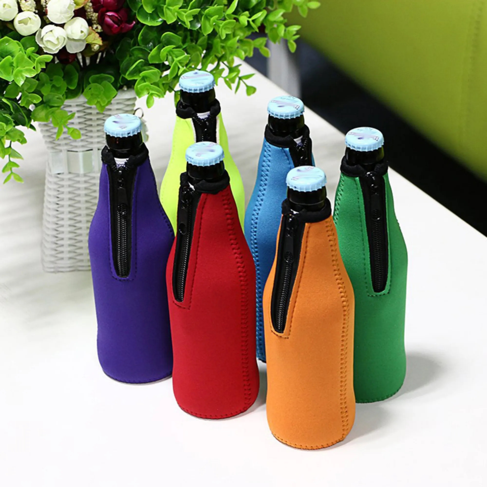 Neoprene Beer Insulator Sleeve Zip-up Bottle Jackets 14