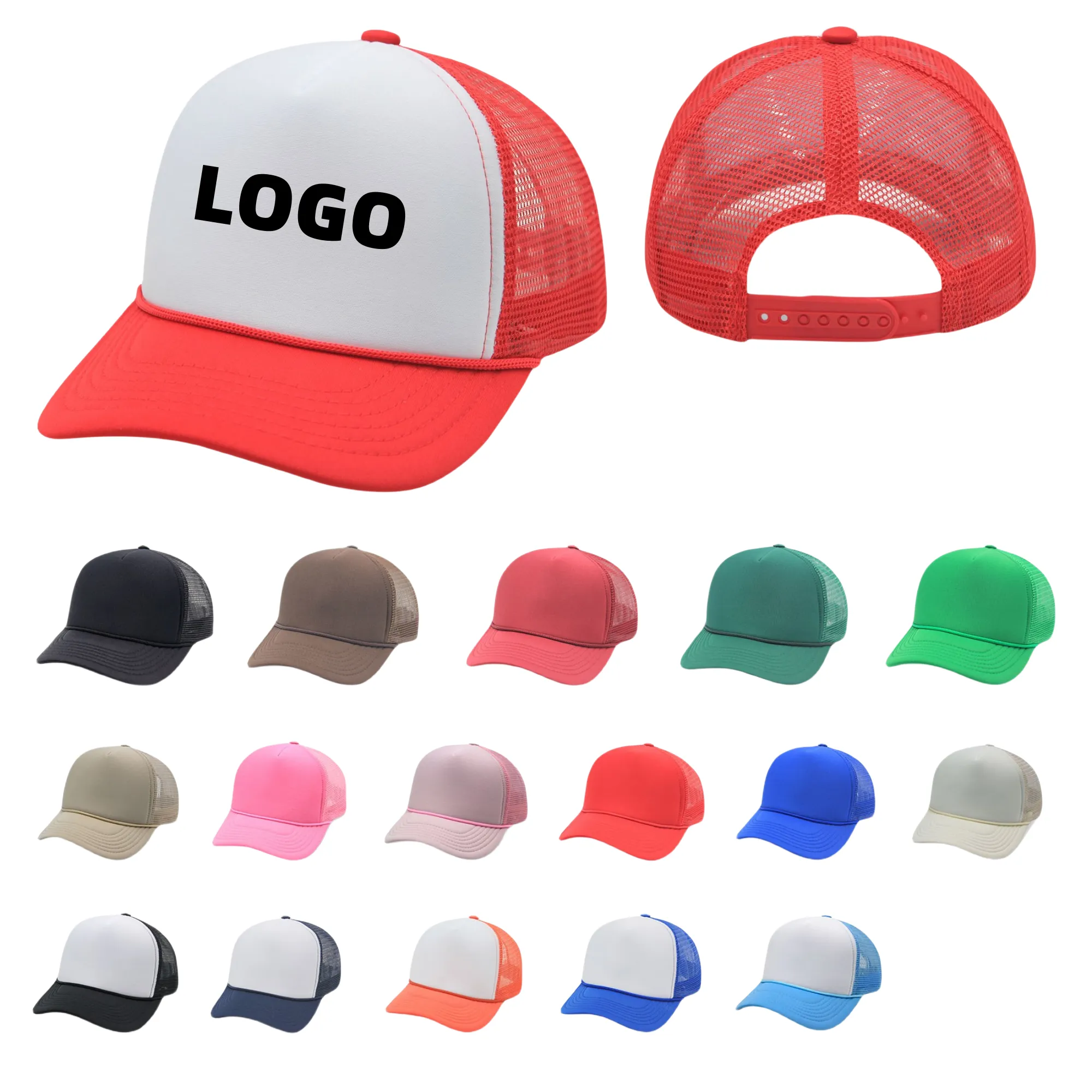 5 Panel Foam Mesh Back Trucker Cap Rope 3