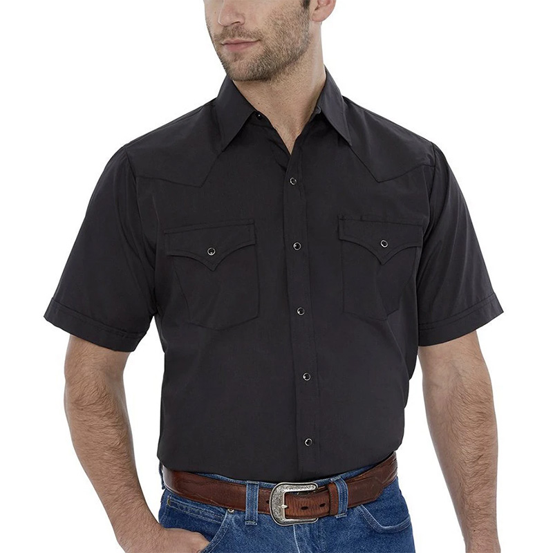 ELY Short Sleeve Solid Western Shirt 9