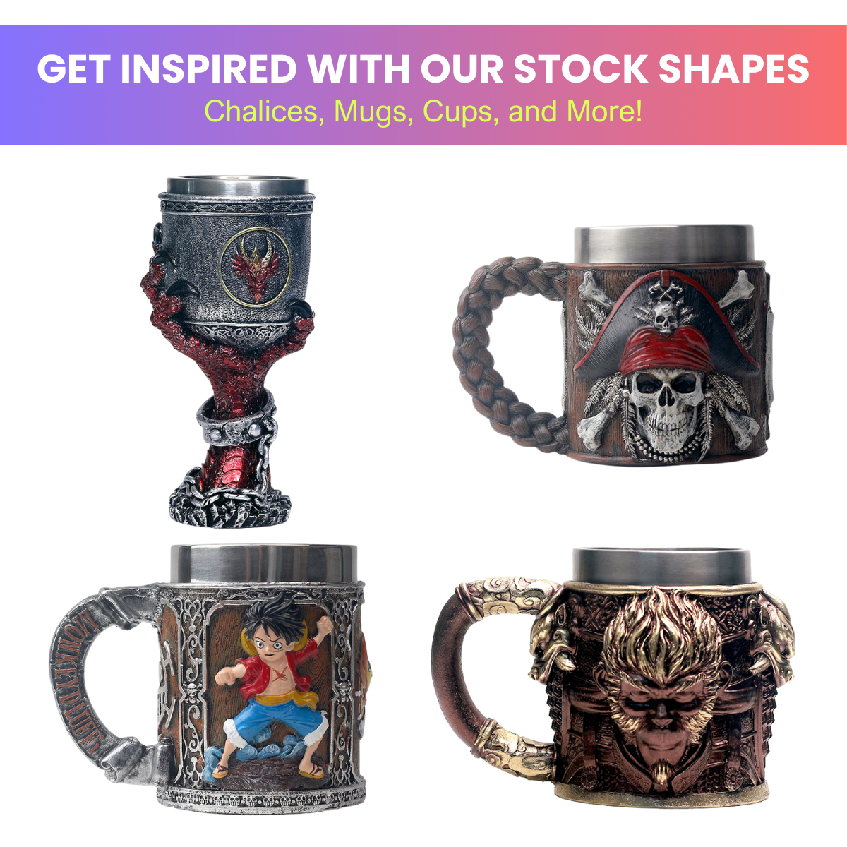EpicMug Customizable Resin Molded Exterior Mug - Stainless Steel 550ML 35