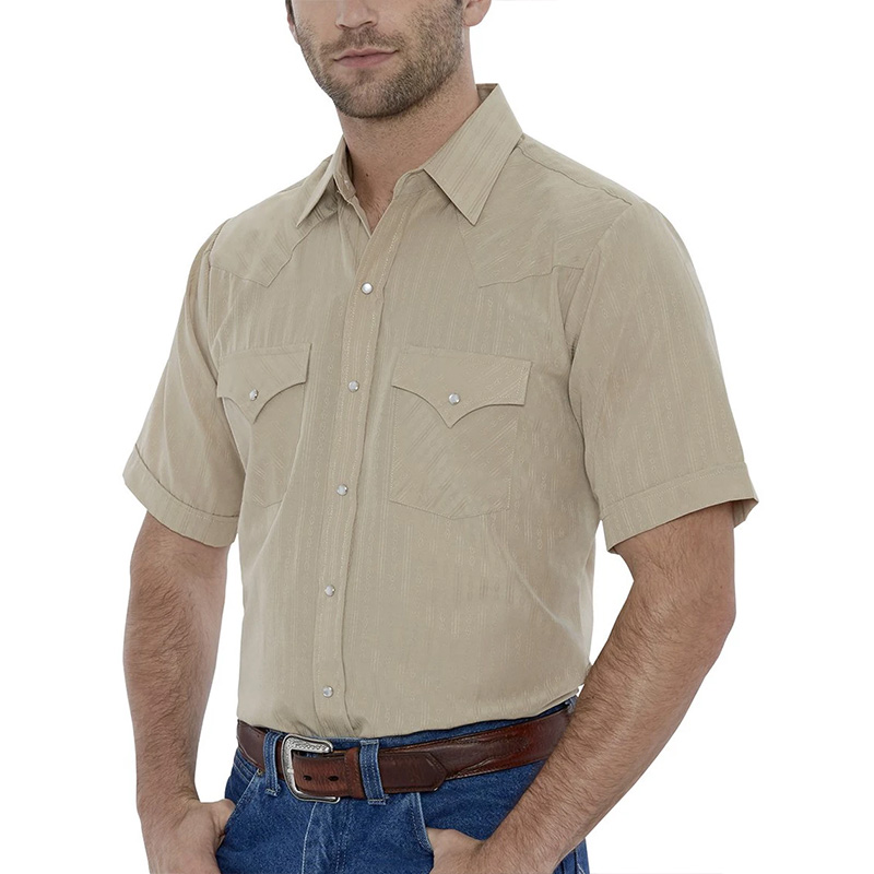 Short Sleeve Tone-on-Tone Western Shirt 12
