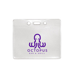 4.30" W x 3.56" H - Horizontal Clear Vinyl Badge Holder (1 Color Imprint)