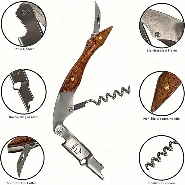 Steel Wine Opener with Ergonomic Corkscrew for Bottles 12