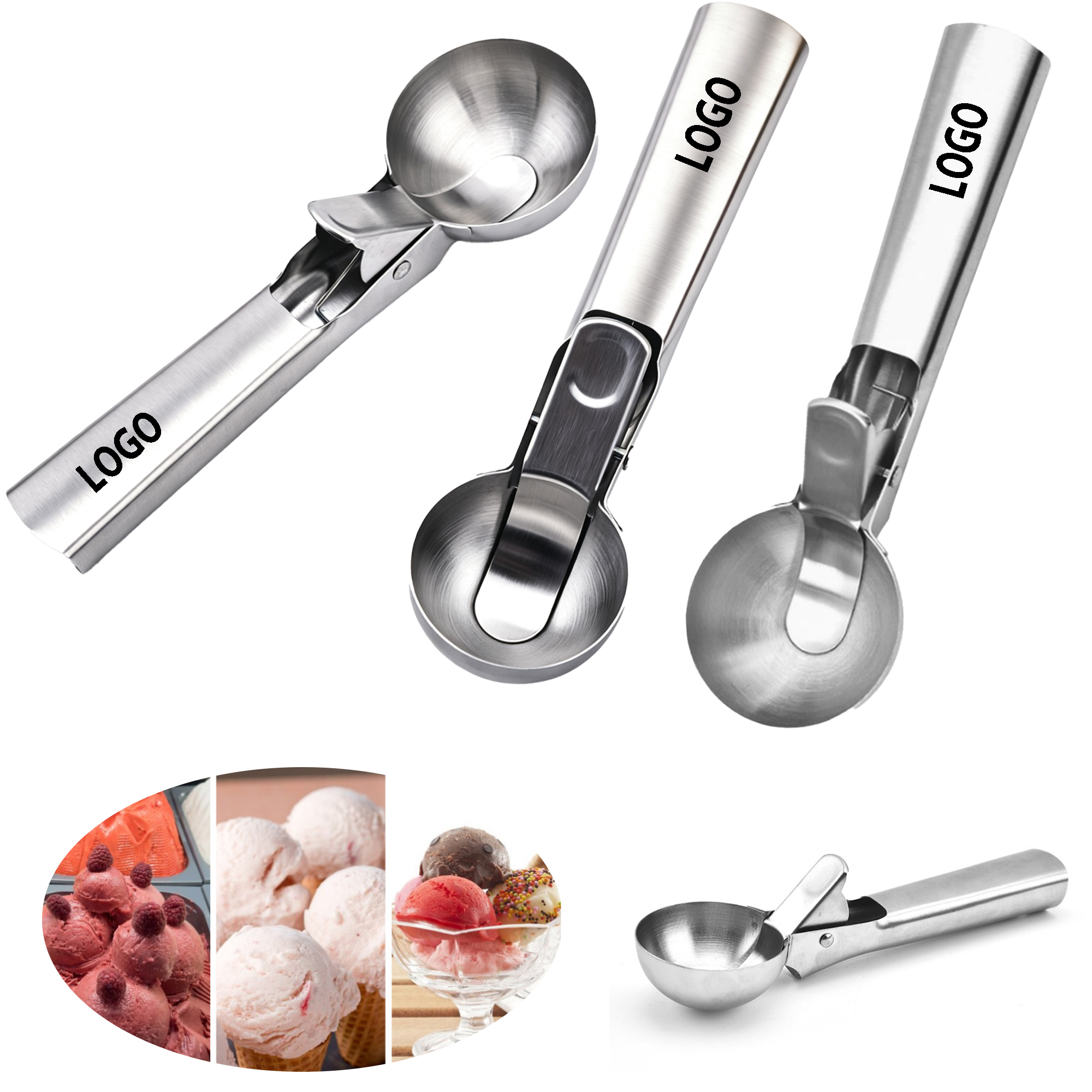7.5"2.2"Premium Ice Cream Scoop Trigger Ergonomic Handle 2