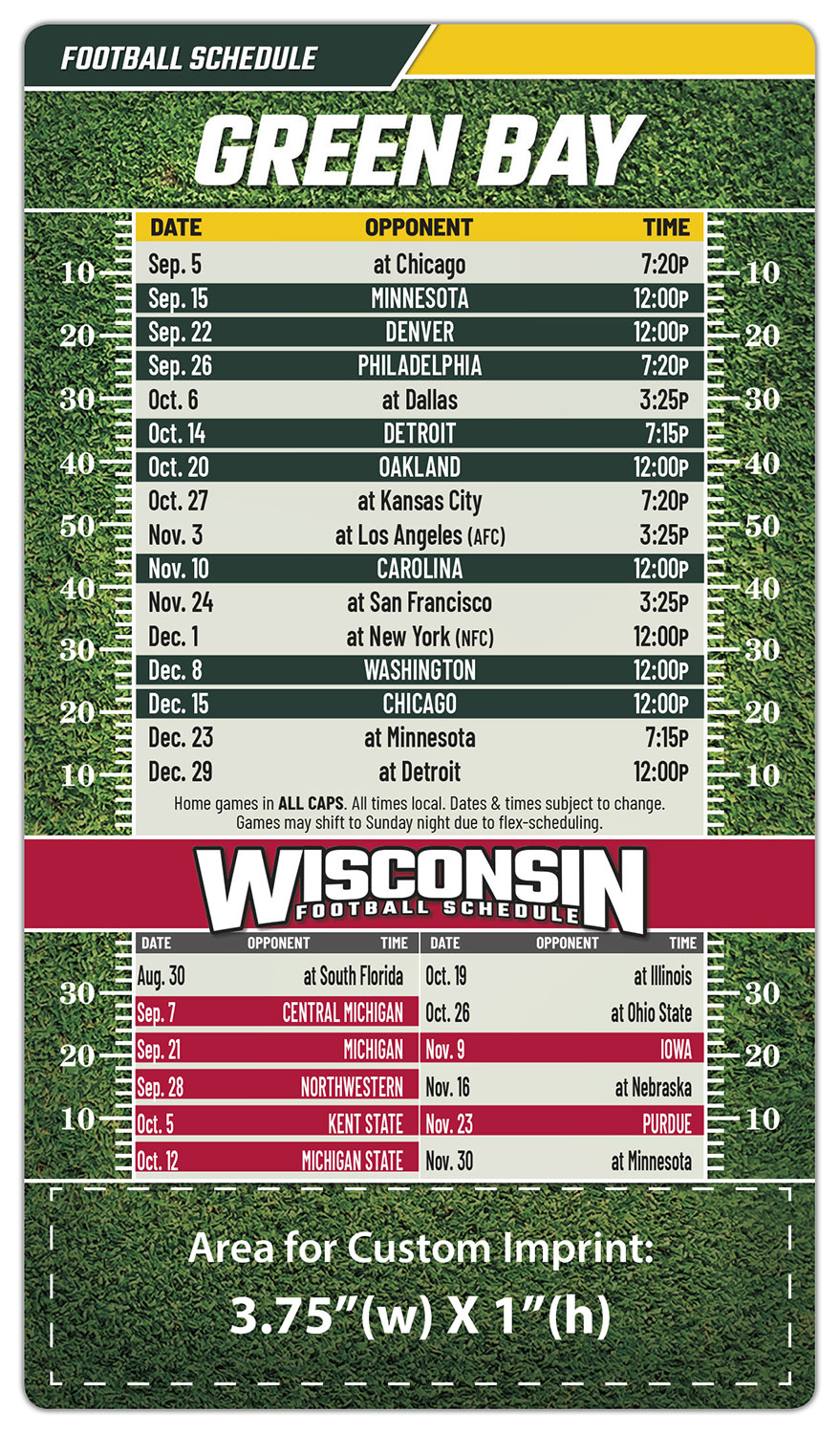 Magnet Football Sport Schedules - 4x7 Round Corners