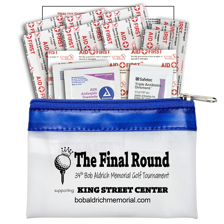 "SAFETY-ON-THE-GO" 14 Piece First Aid Kit in Colorful Zipper Vinyl Pouch 8