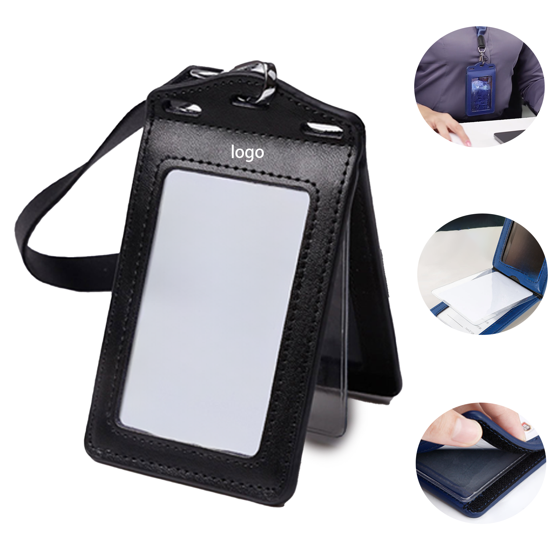 Leather ID Badge Holder