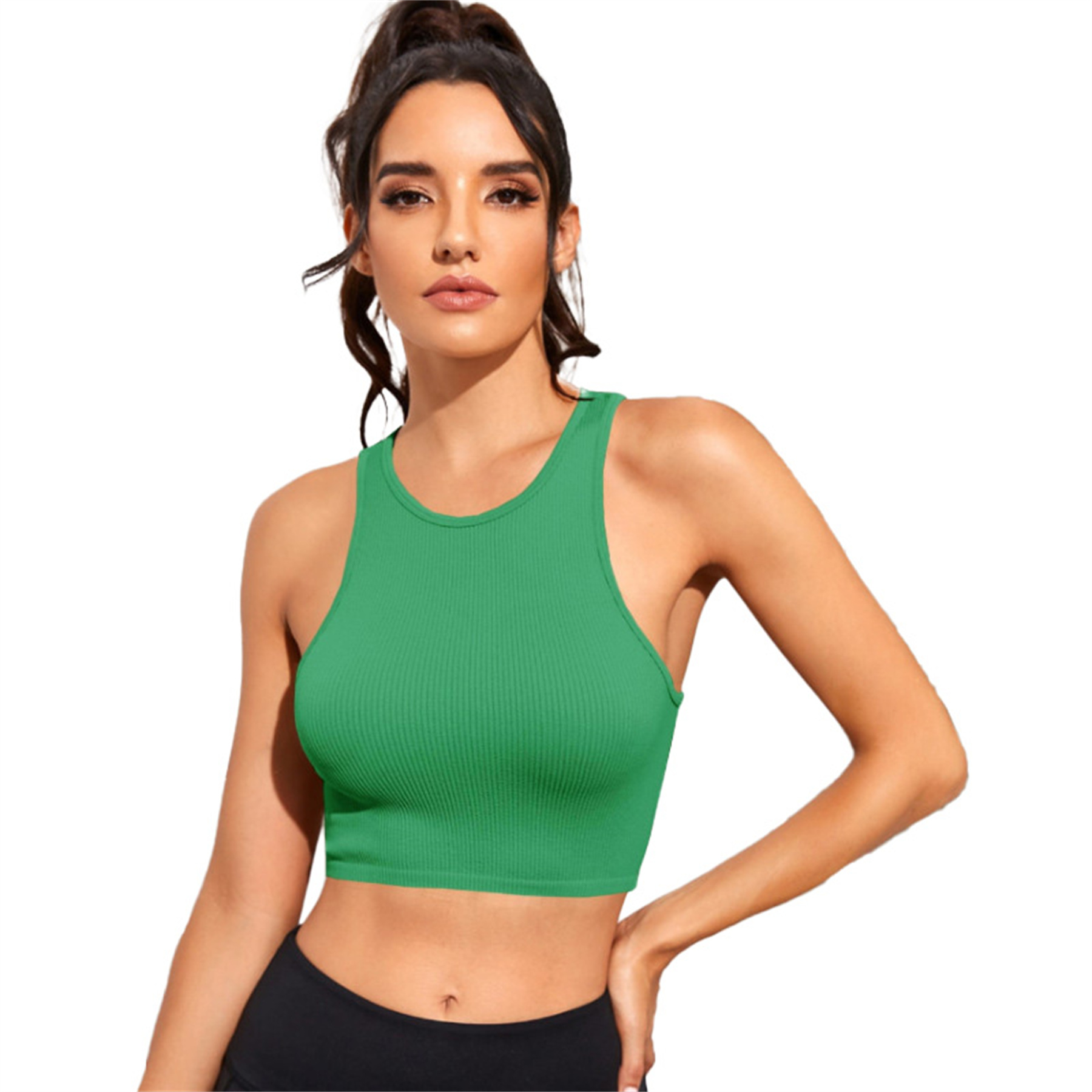 Womens Ribbed Longline Sports Bra 13