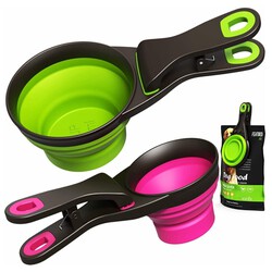 Pet Folded Scoop Dog Cat Sealing Clip Cup