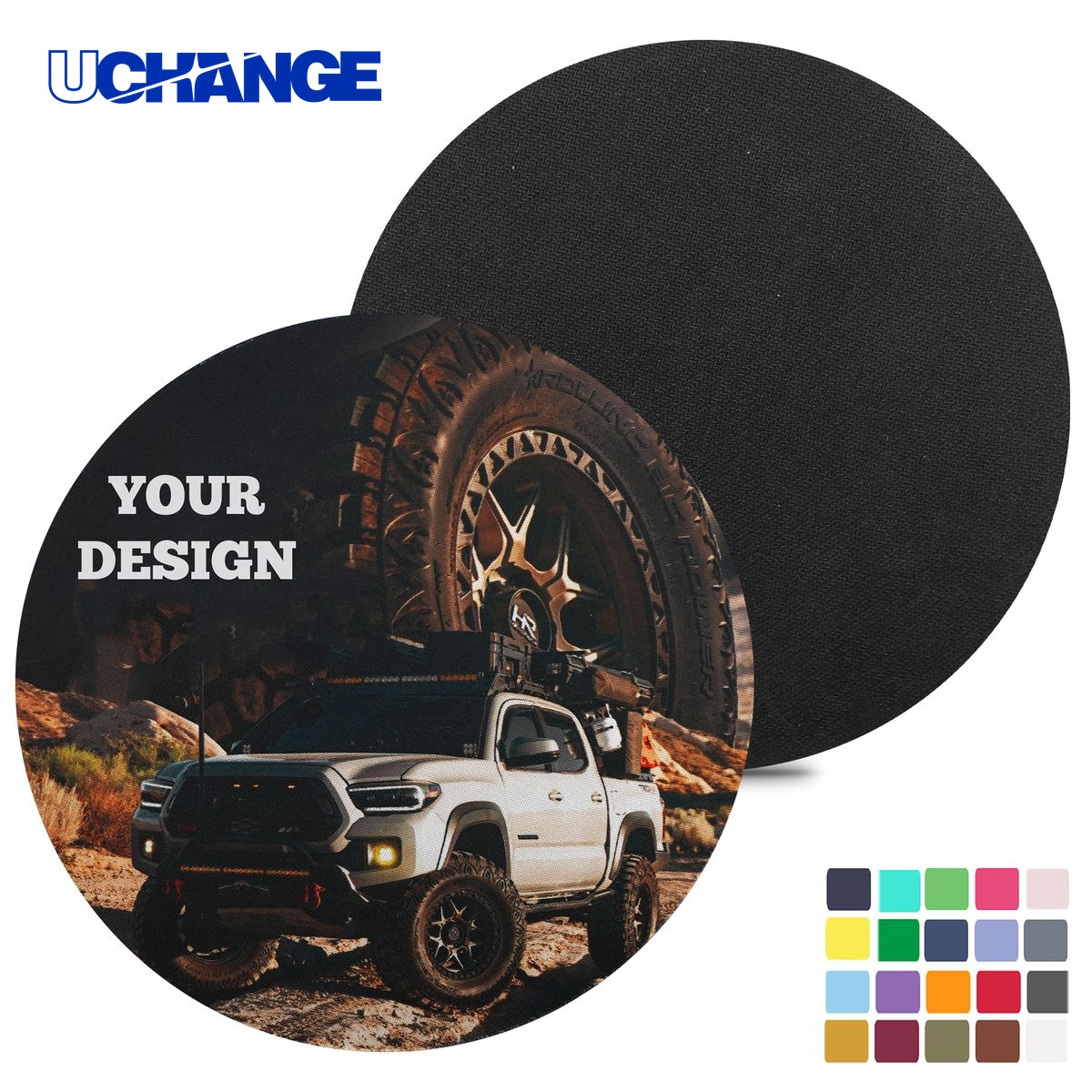 Custom Printed Round Mouse Pad with Rubber Base