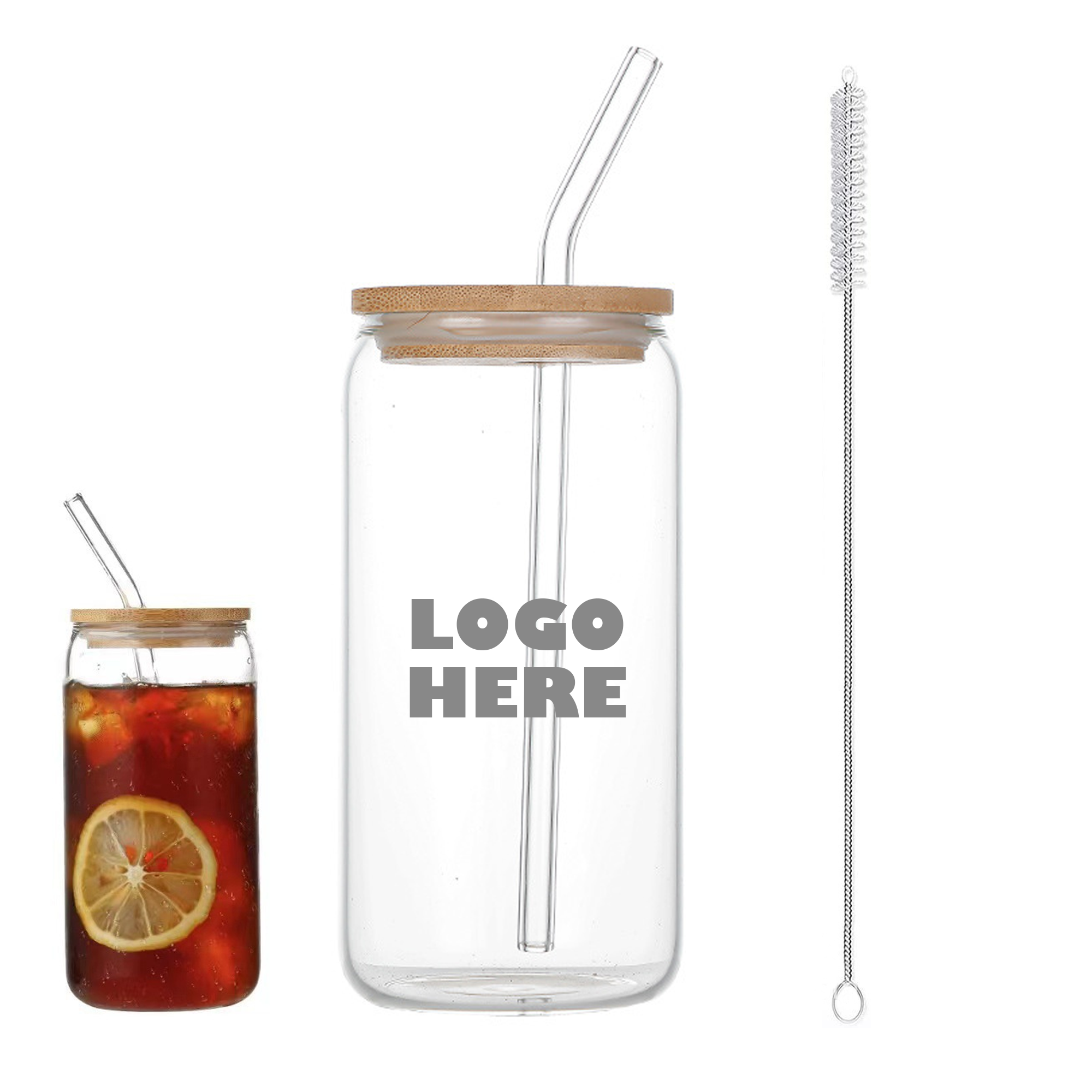 Glass with Bamboo Lid and Straw 16oz 3
