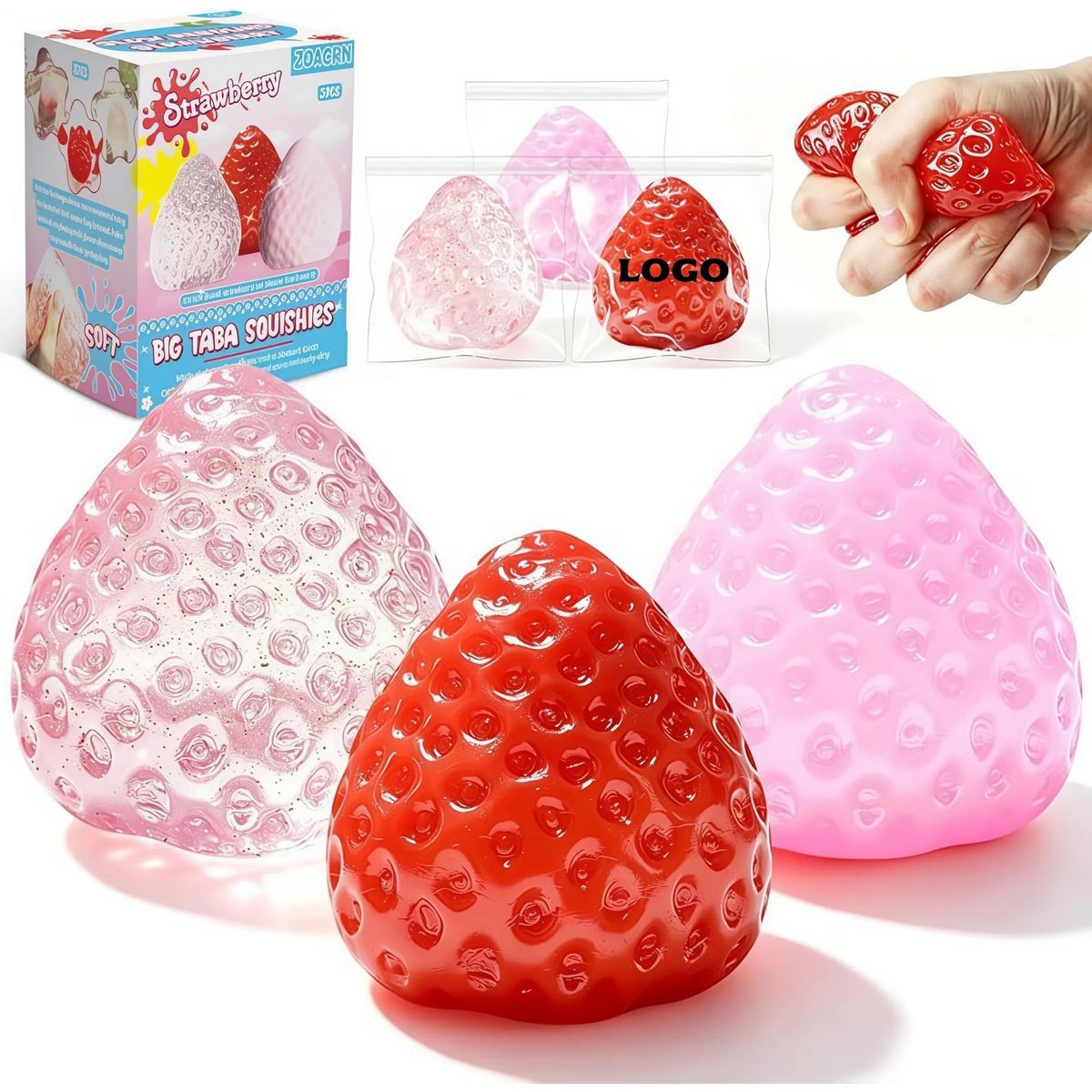 Cute Strawberry Squeeze Toys Sticky Stress Relief Squishies