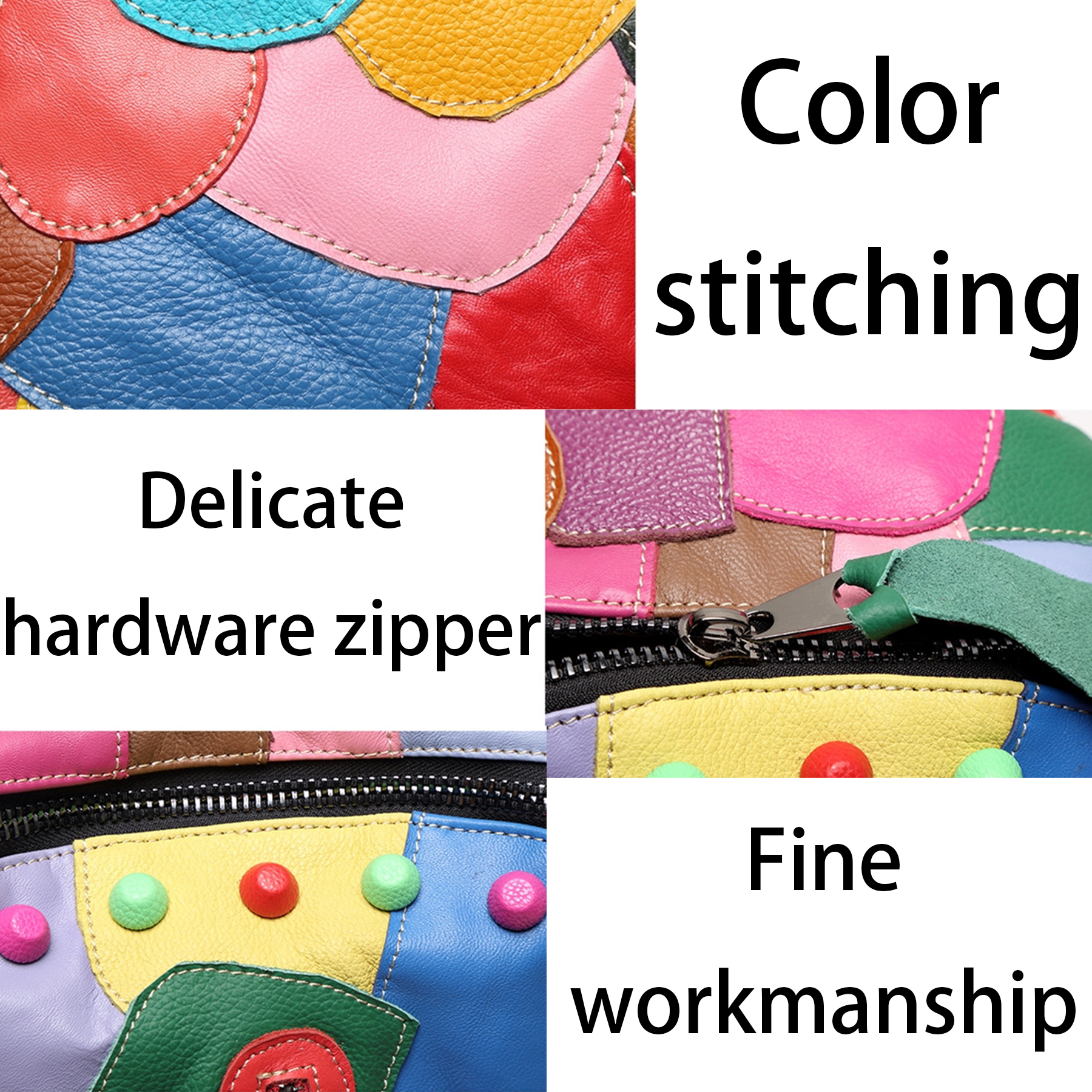 Genuine Leather Large capacity paneled backpack for women 12
