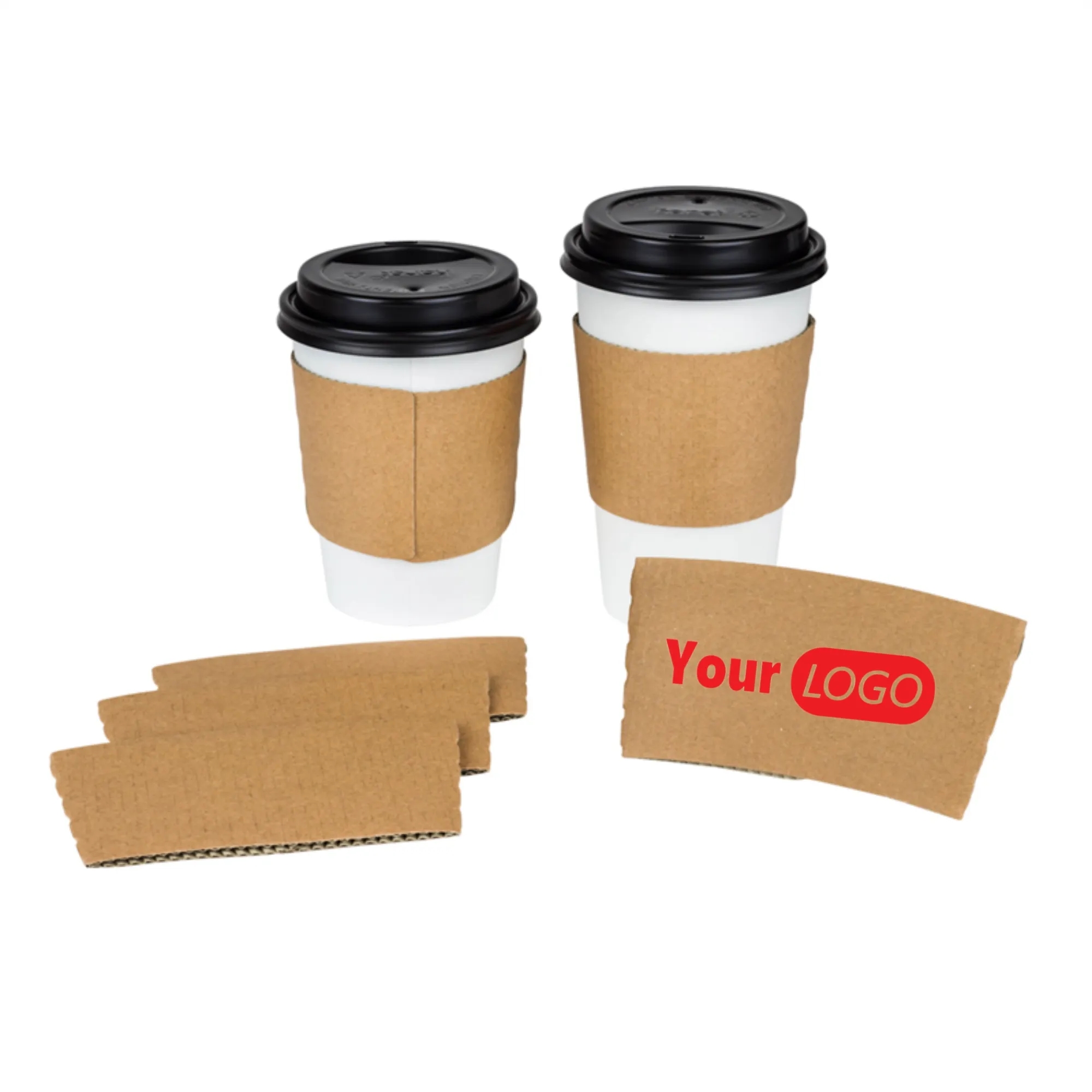 Custom Full Color Logo Kraft Disposable Coffee Cup Sleeves 10