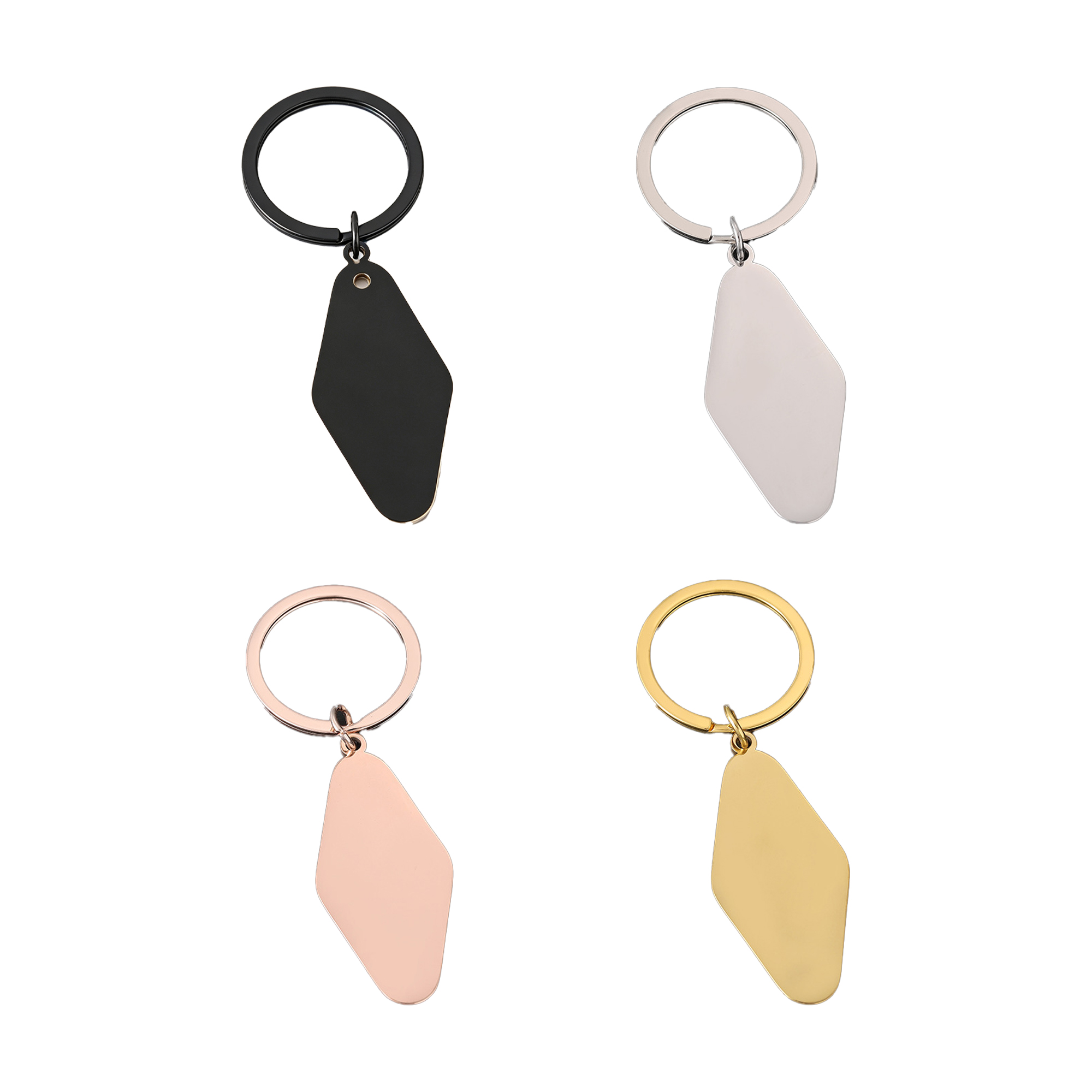 Geometric Stainless Nameplate Keychain 2