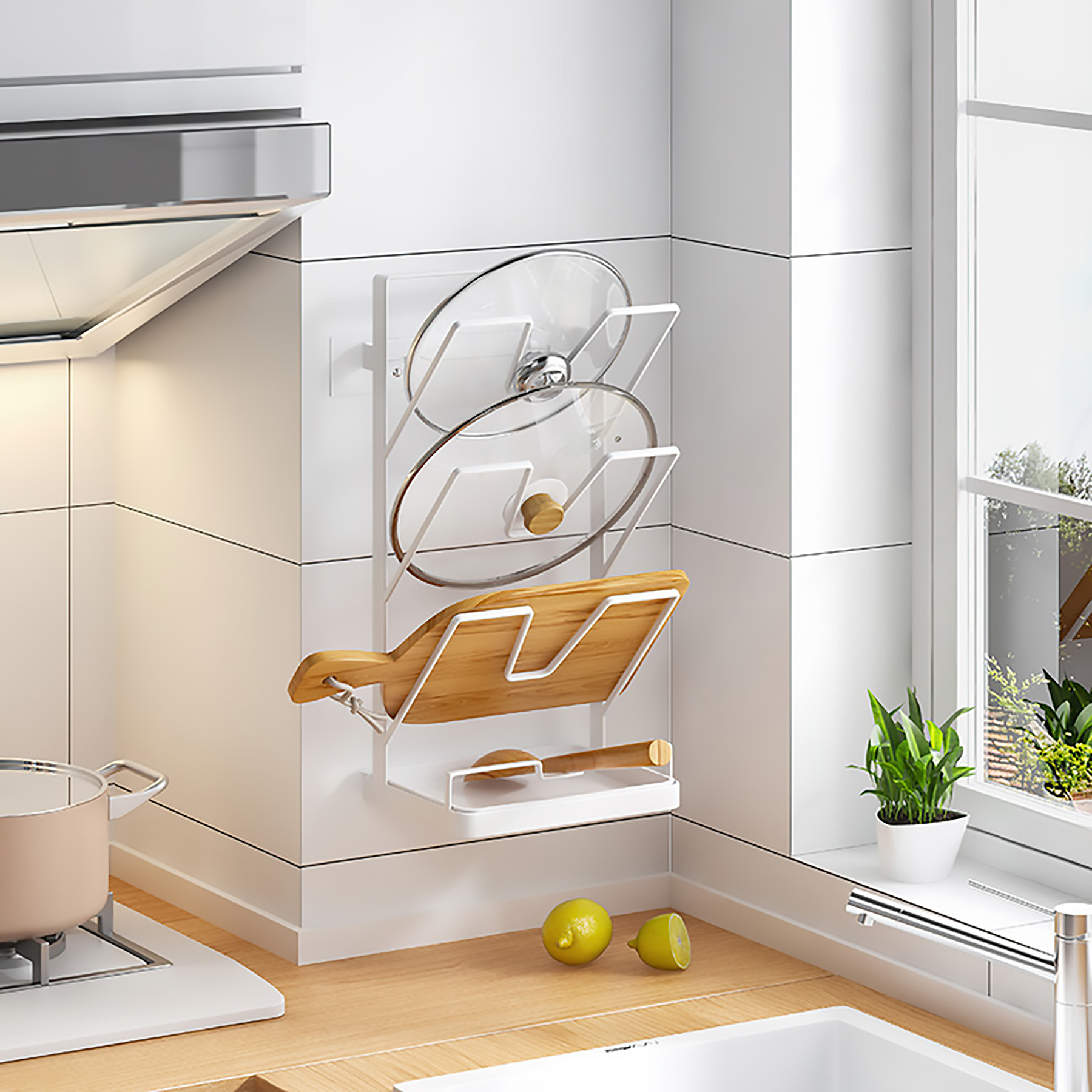 Iron Wall-Mounted Lid Storage Rack 9