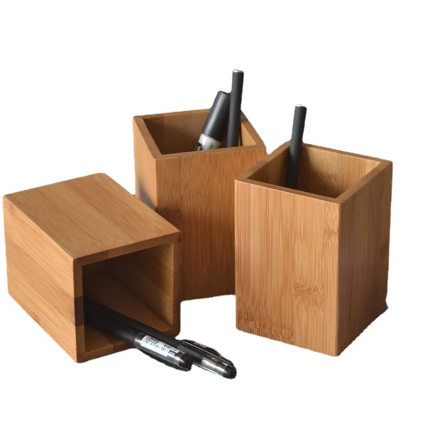 Bamboo Wood Desk Pen Pencil Holder 7