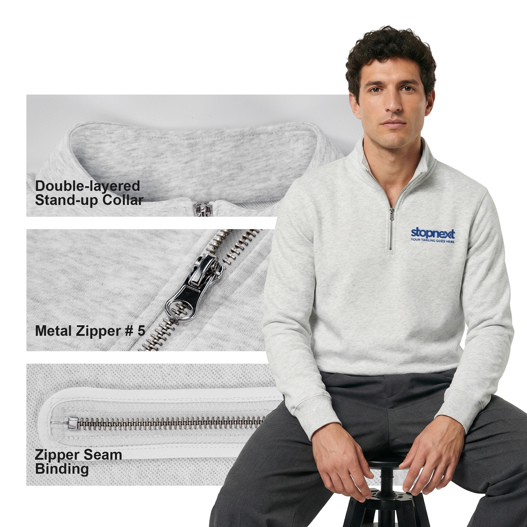 8oz 100% Cotton 1/4-Zip Sweatshirt 9