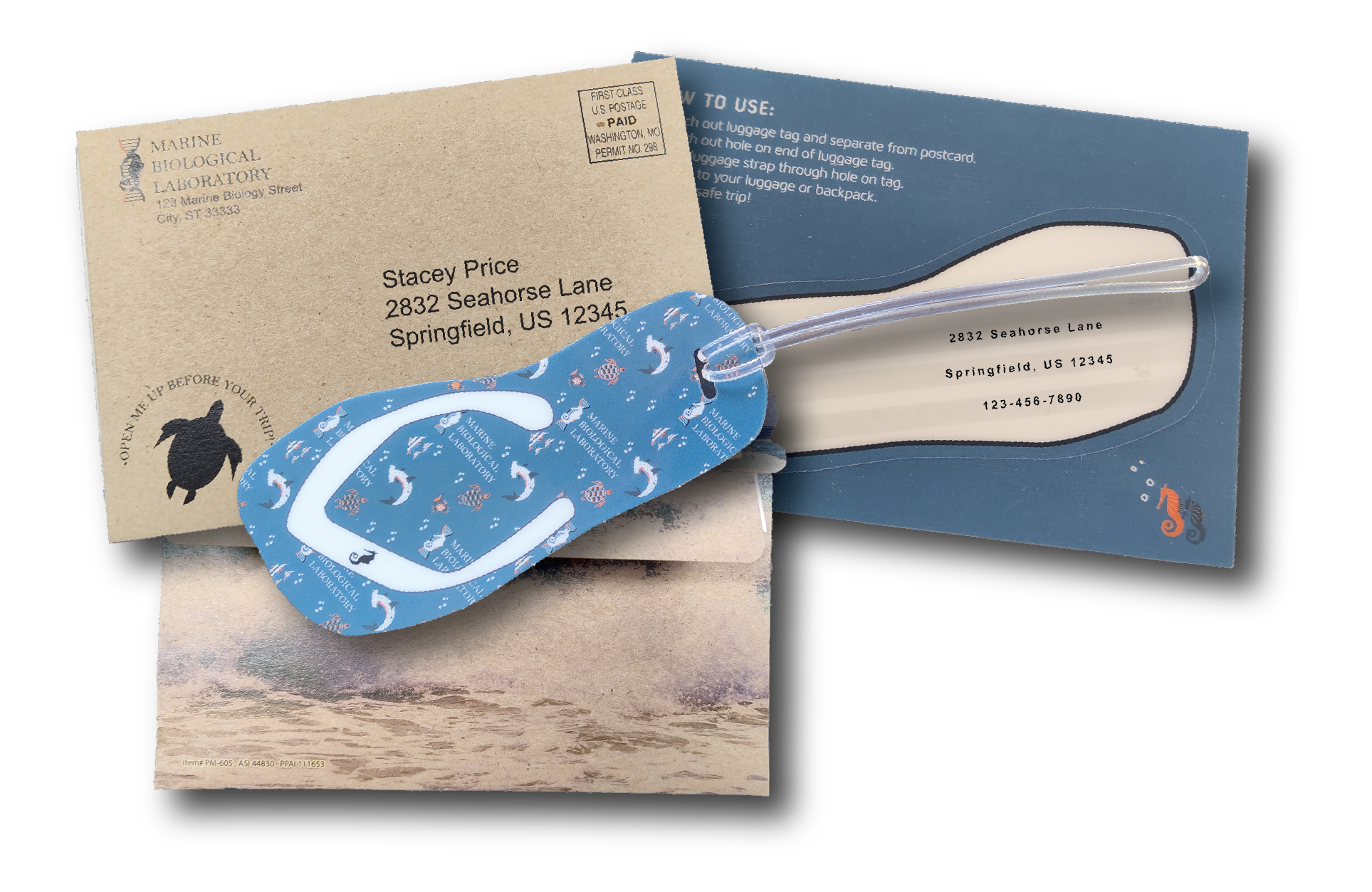 Shoe Shaped Luggage Tag and Kraft Envelope