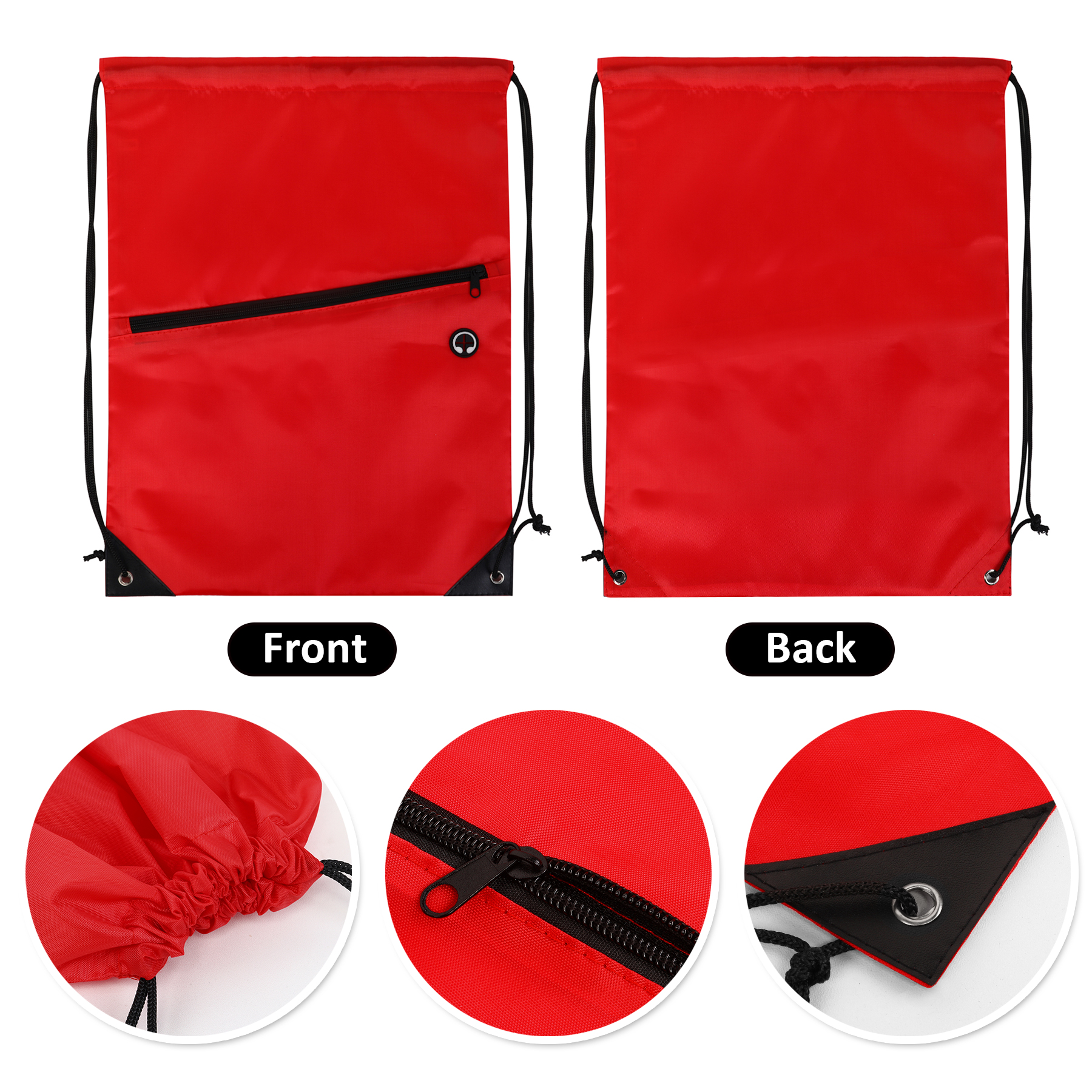 Drawstring Backpack with Front Zipper Pocket 66
