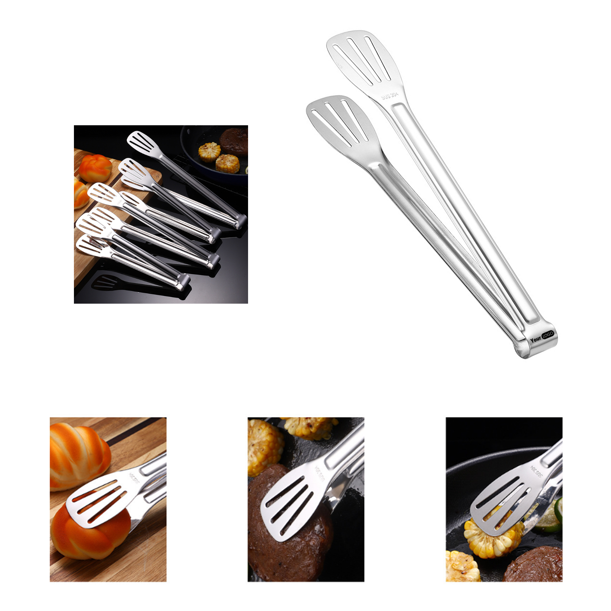 9.3 Inch Stainless Steel Kitchen Tongs 2