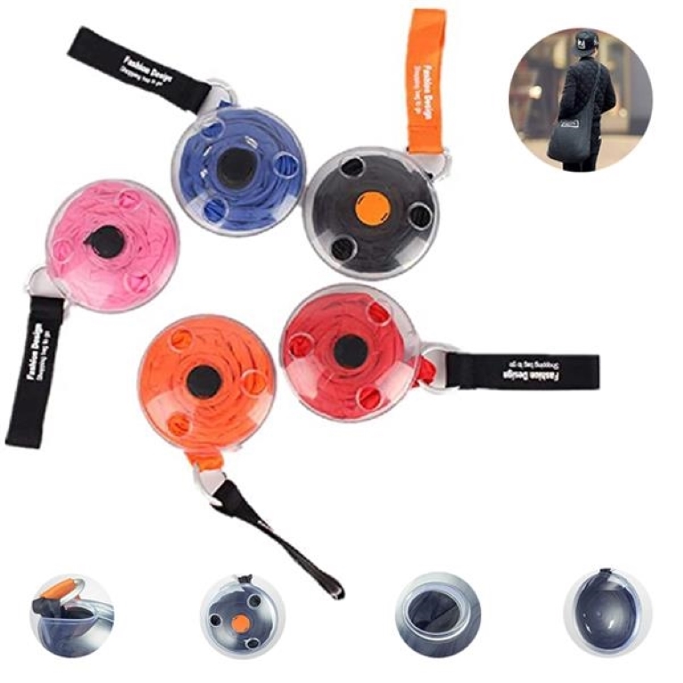Folding telescopic small disc shopping bag