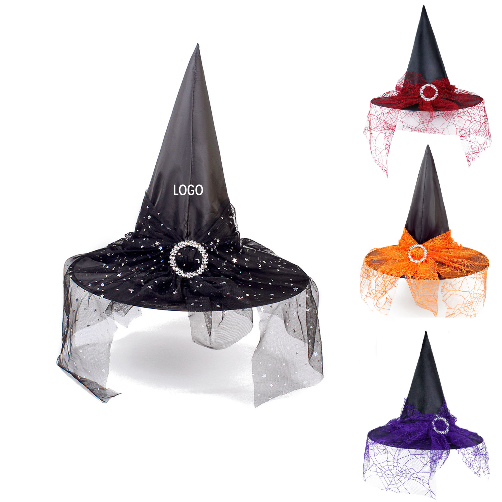 Elegant Mesh Lace Witch Hat For Halloween Party Cosplay 3