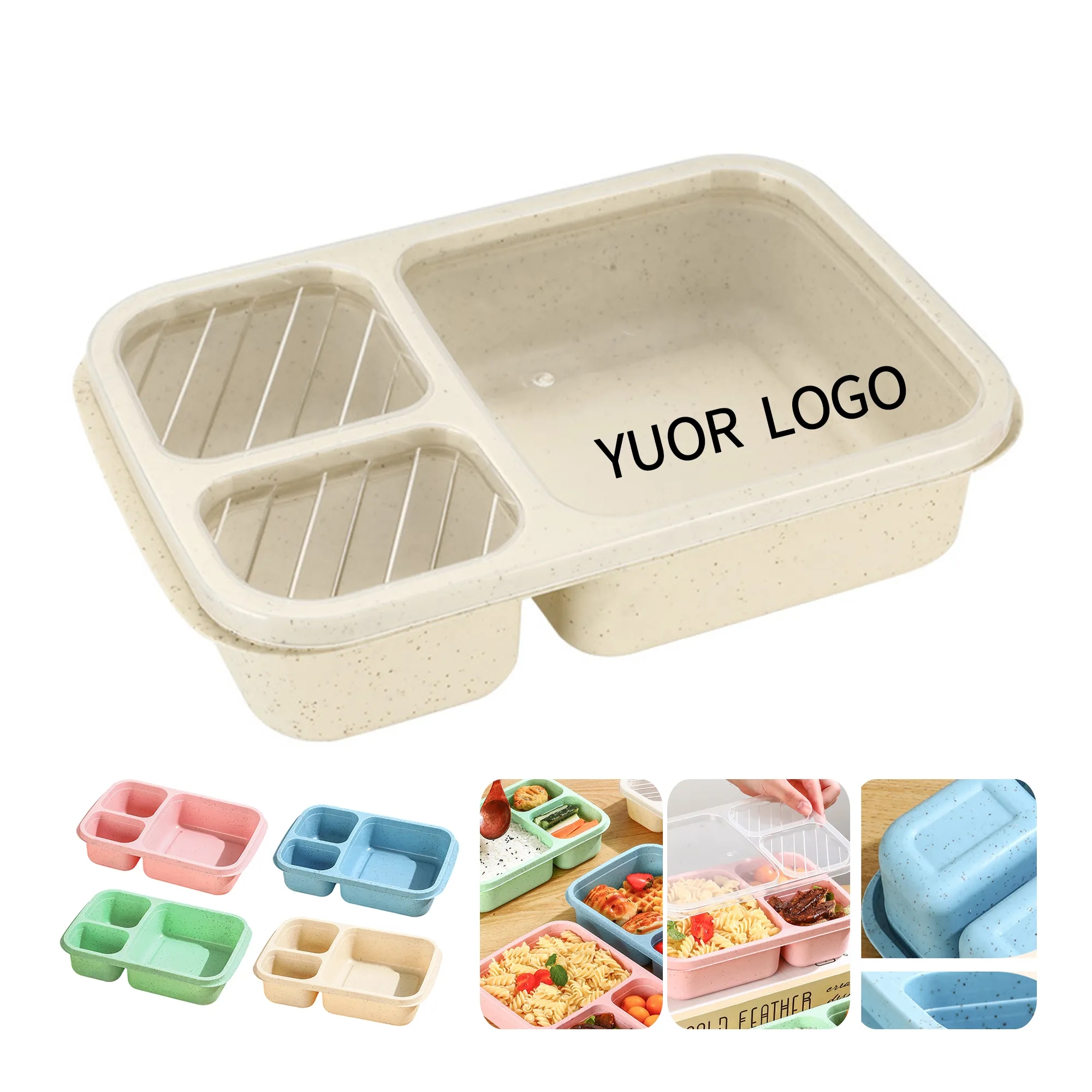 Three Compartment Lunch Box with Leak Proof Lid