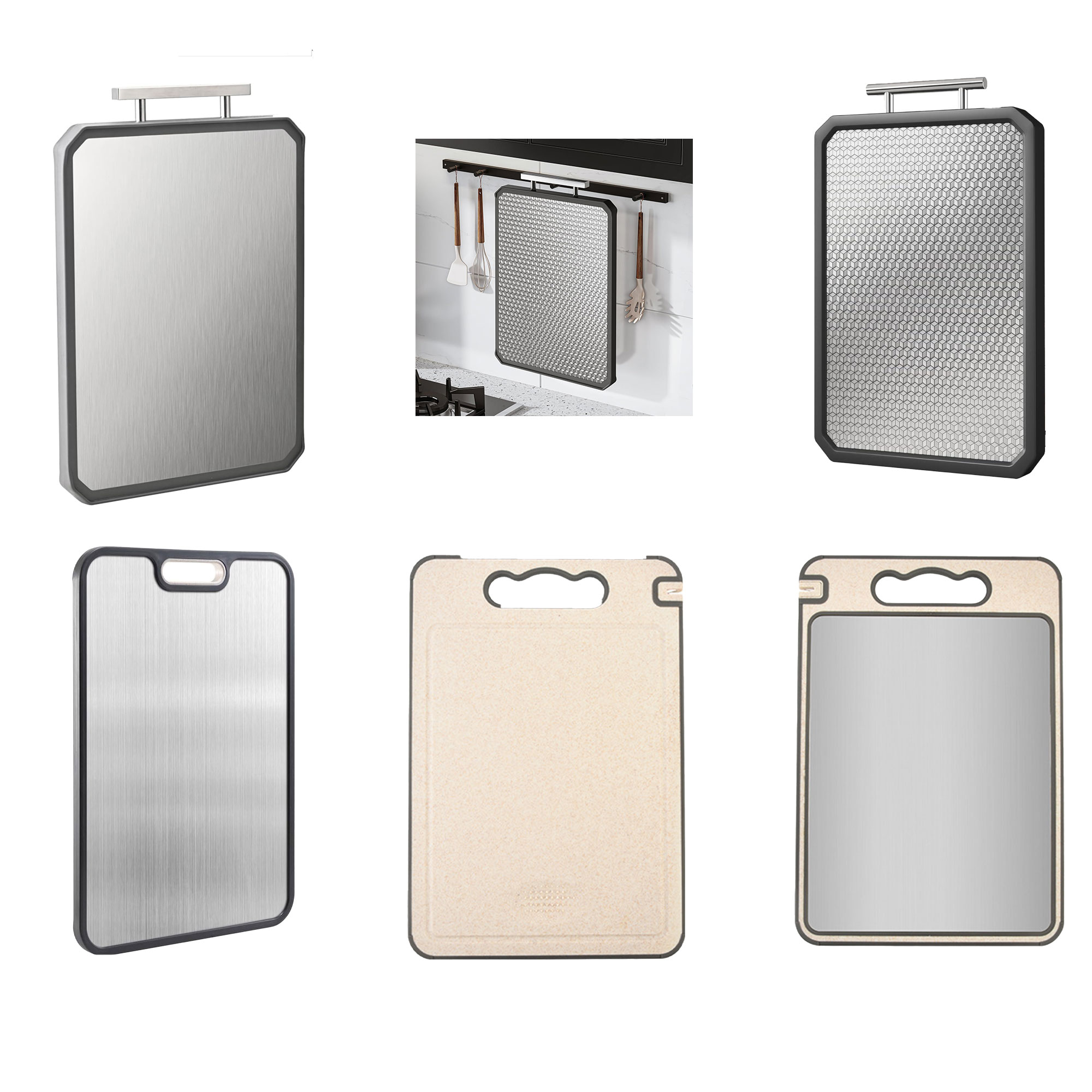 304 Stainless Chopping Board Wheat Straw PP 6