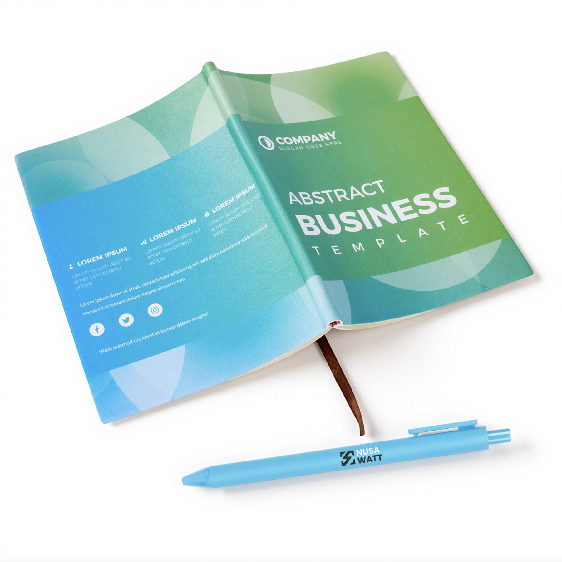 Full Color Soft Cover Notebook Set With Pen