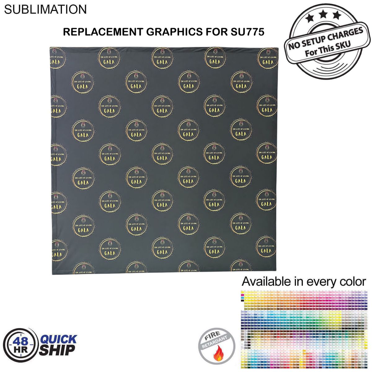 fiel 48Hr Quick Ship- Replacement Graphics for 7.5' Straight Wall Tension Fabric with Velcro on the back. #SU785-3