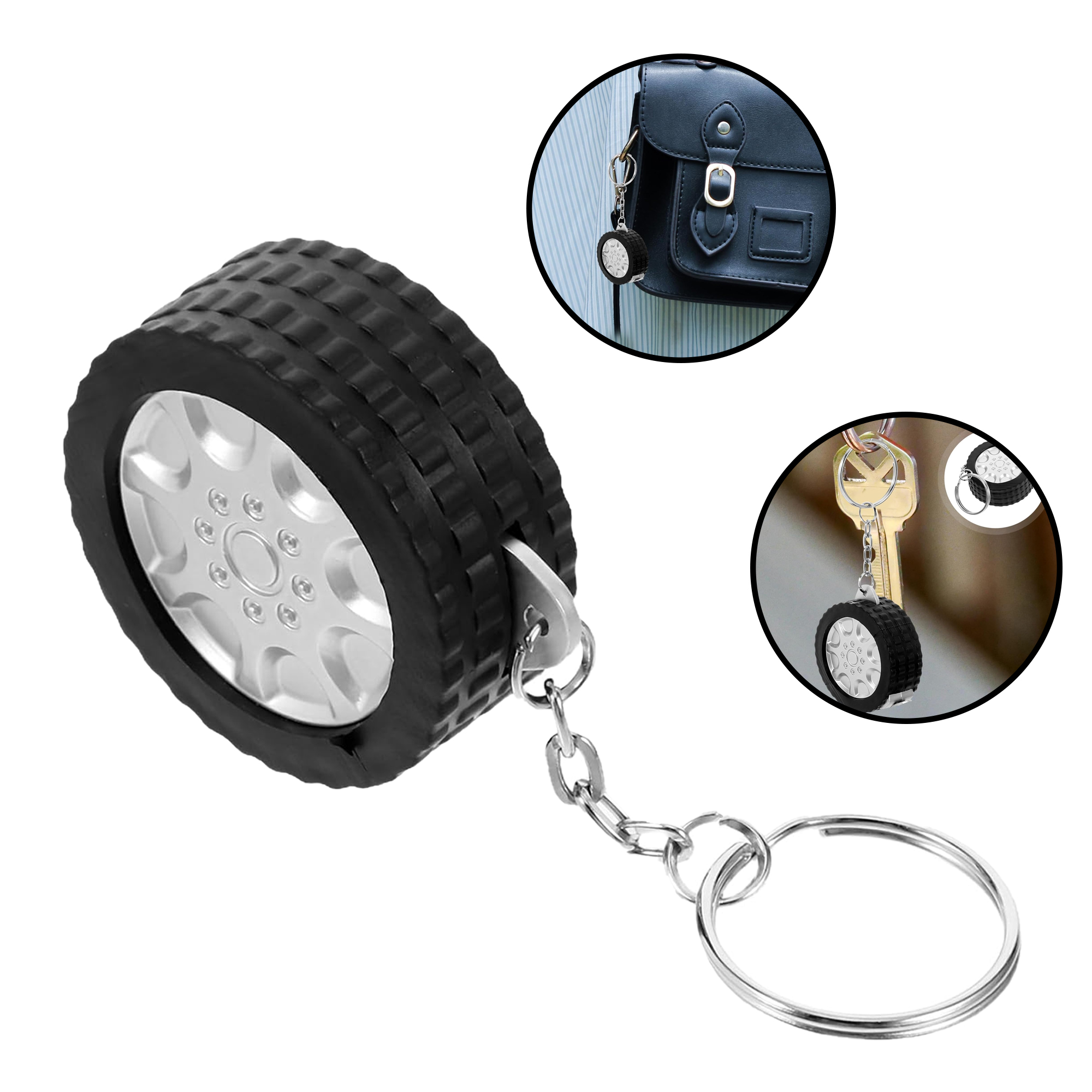 Tire Shaped Tape Measure Keychain
