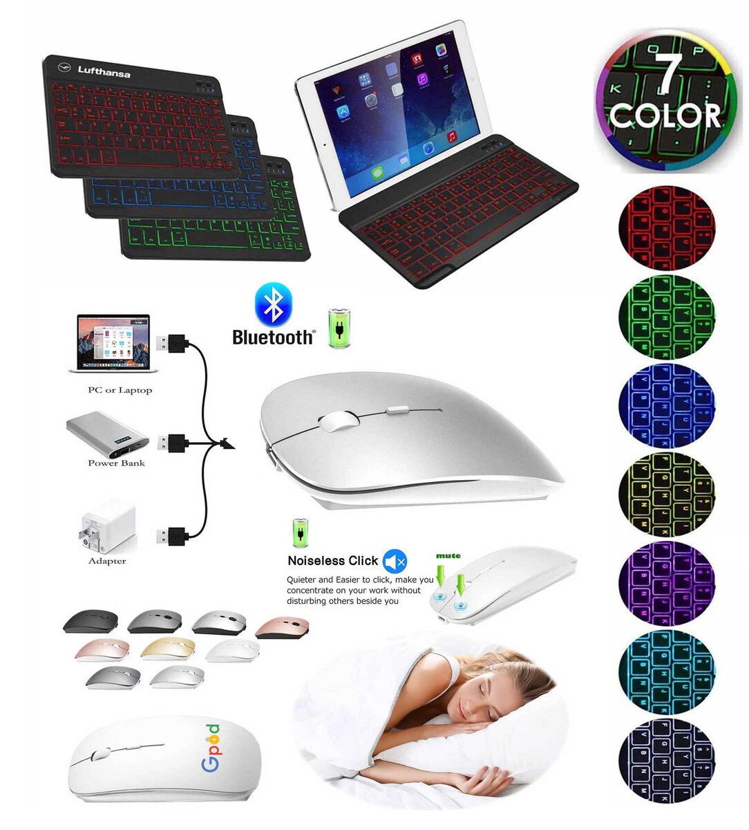 iBank® Rechargeable Bluetooth Keyboard and Mouse for iPads, iPhones