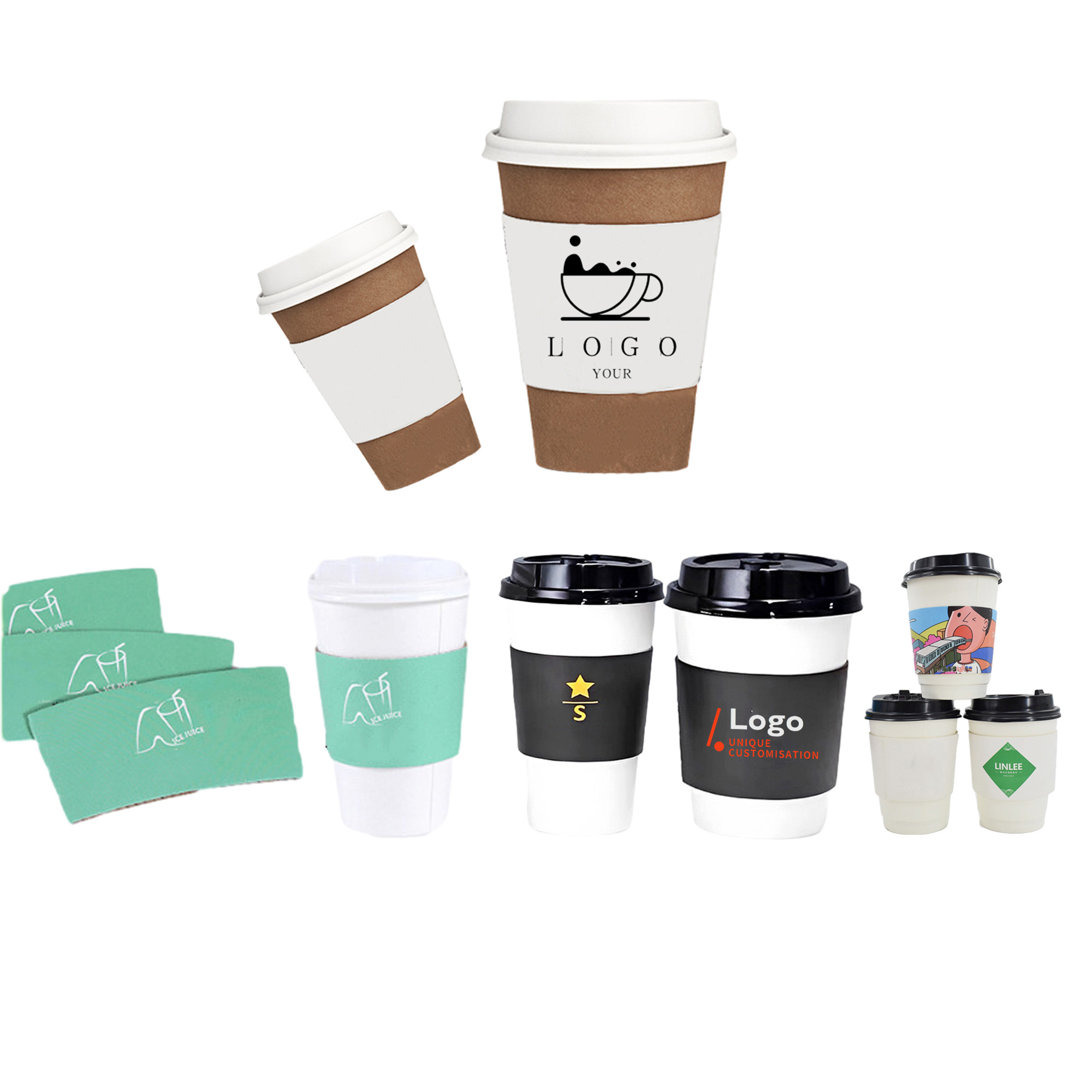 MOQ 100 9 oz Kraft Coffee Cup Sleeve 3
