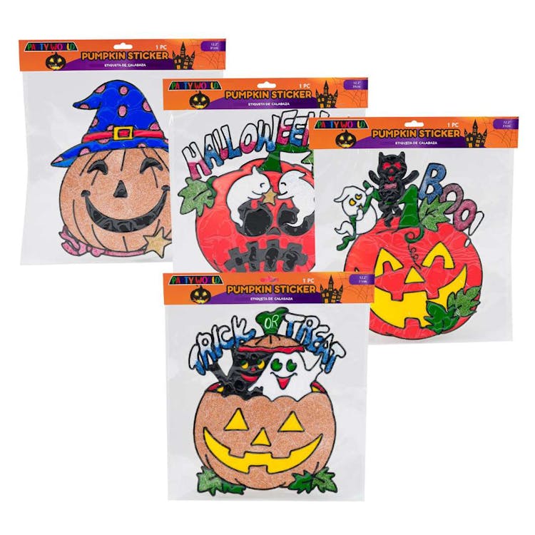 Halloween Pumpkin Sticker Dcor Assorted - 12.2" 2