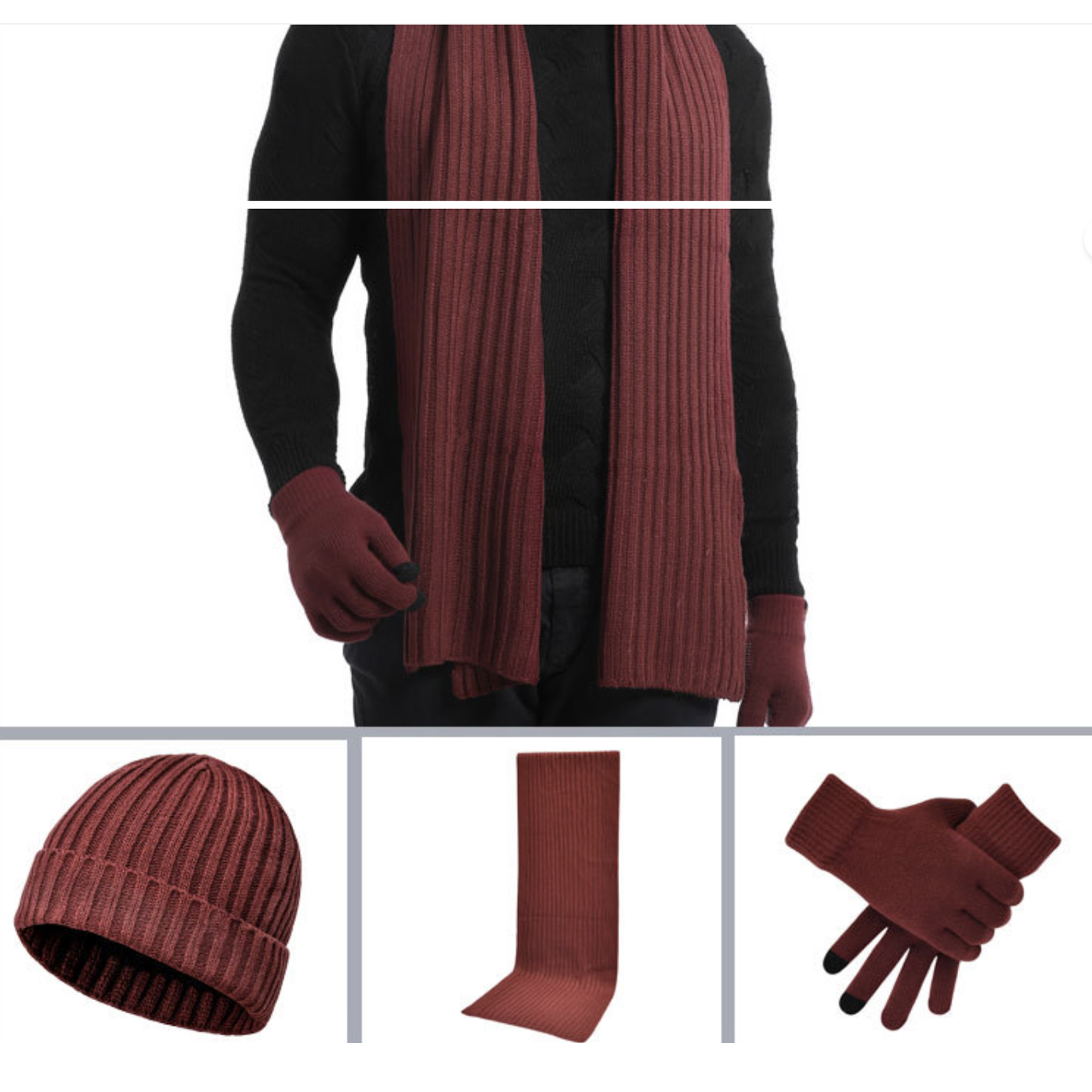 3-in-1 Gift Set: Hat, Scarf, and Touchscreen Gloves 12