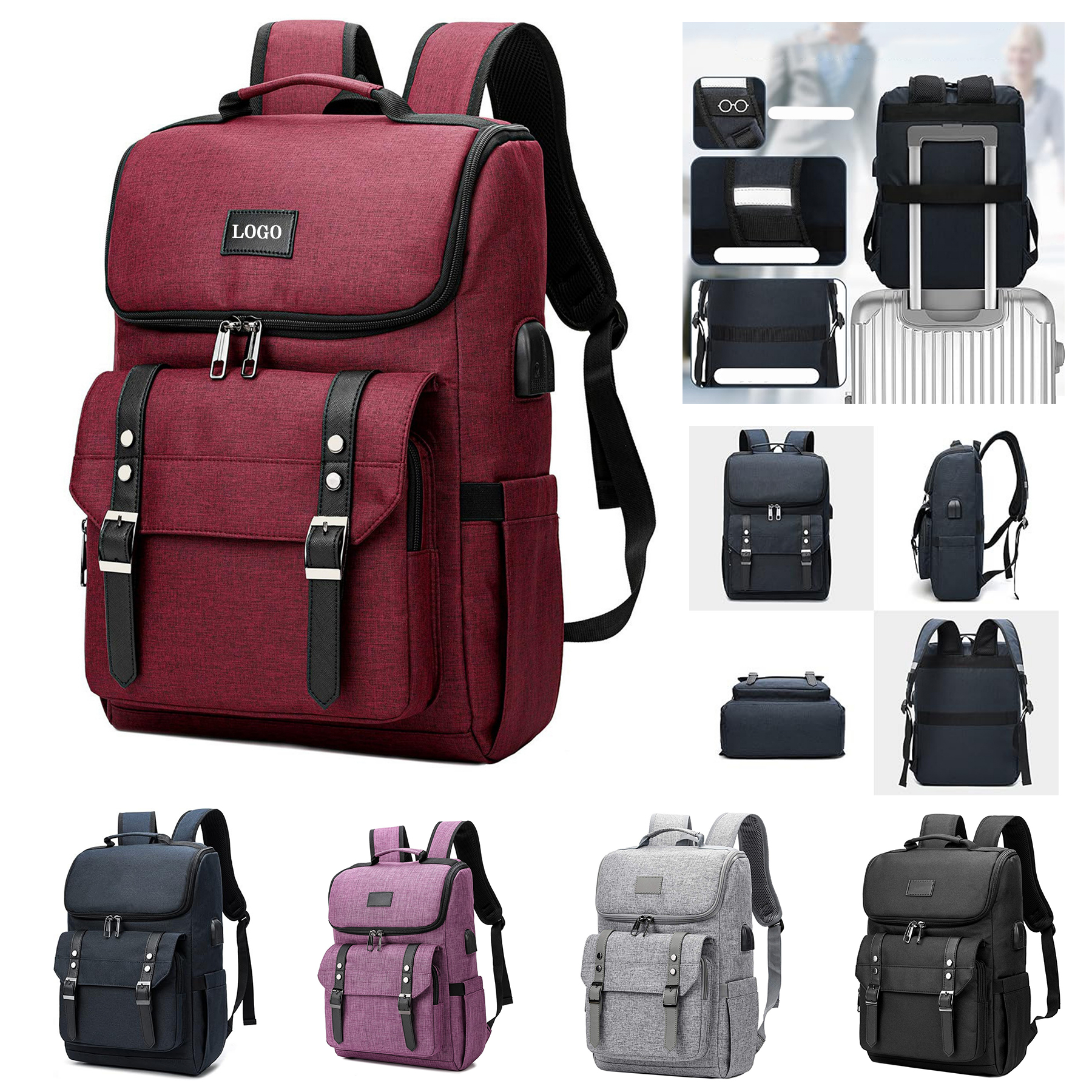 Charging Vintage Laptop Backpack 16