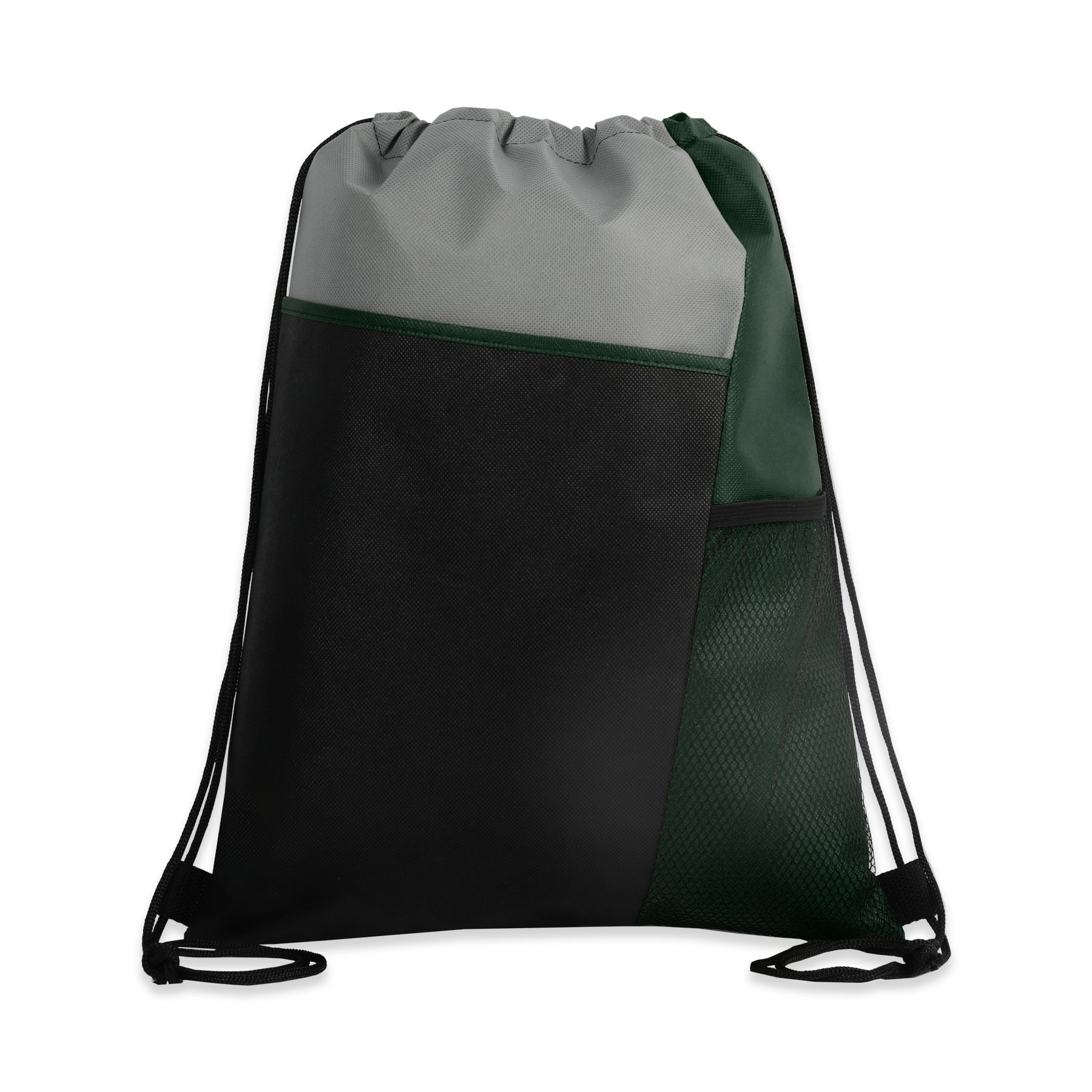 Tri Color Drawstring Backpack with Front Mesh Pocket 53
