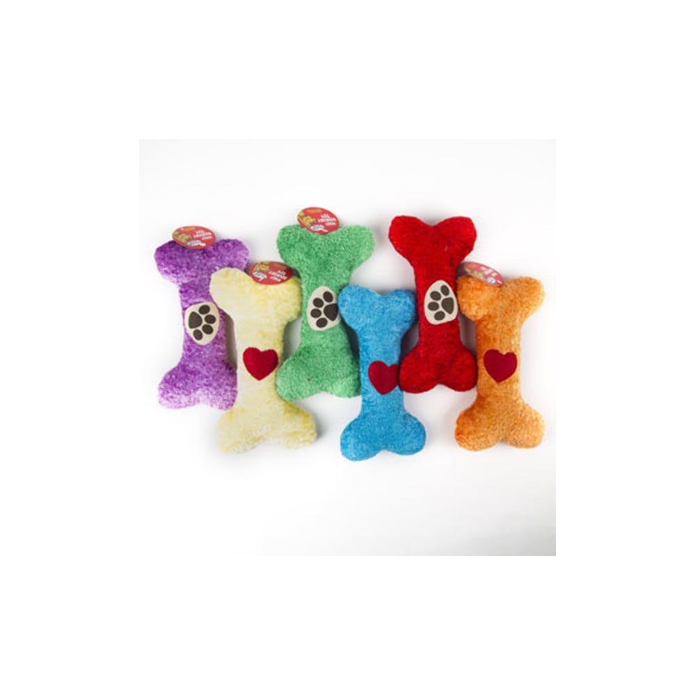 Plush Bone Dog Toys - Assorted 9" Squeaker 3