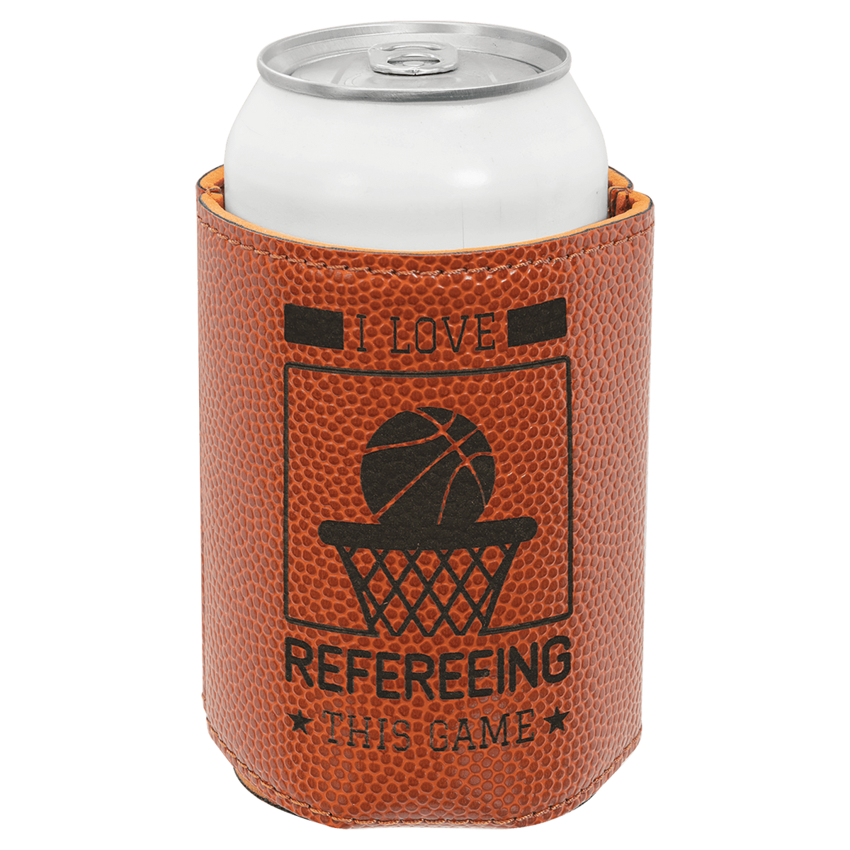 3 3/4" Basketball Leatherette Beverage Holder 3