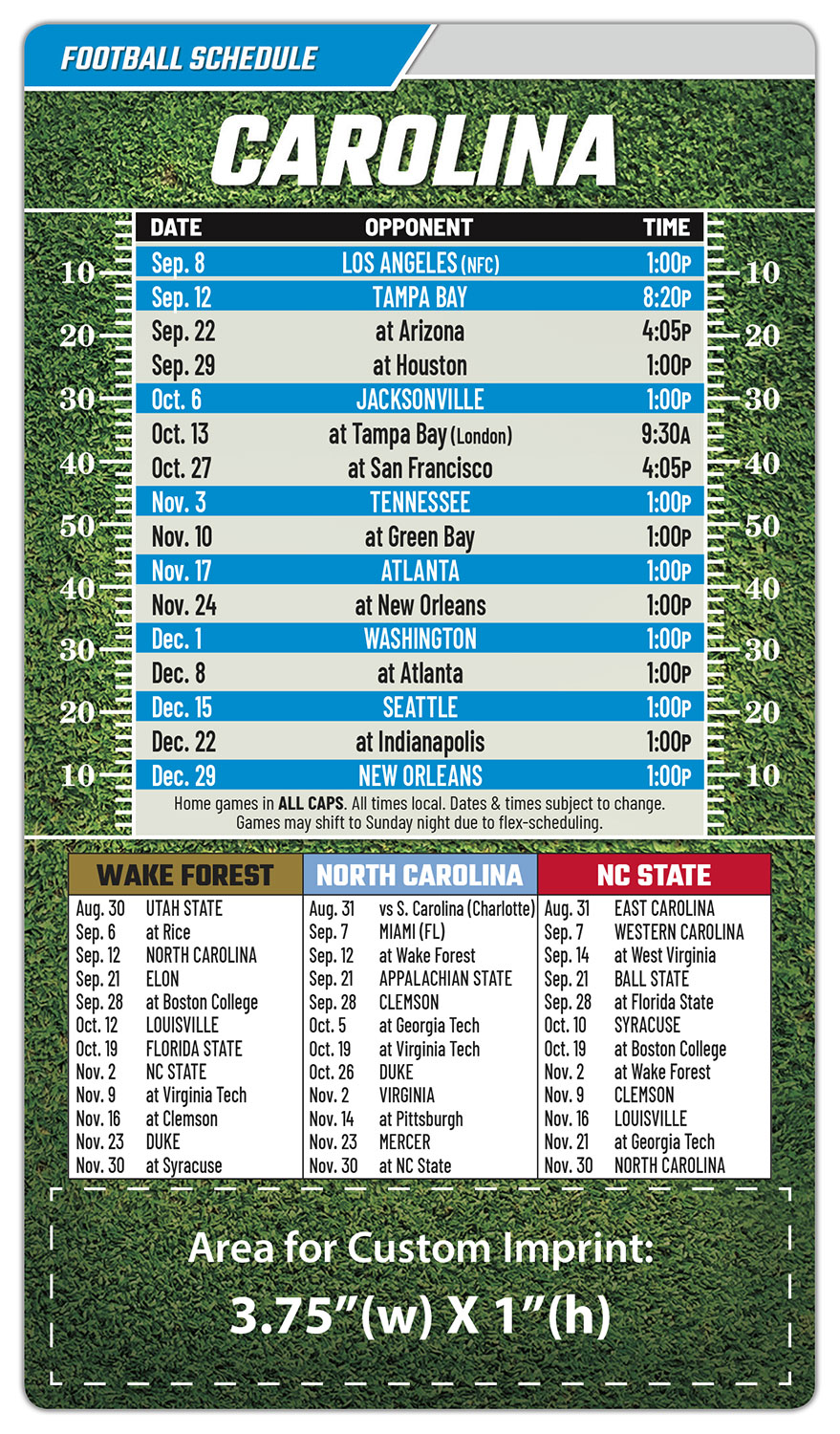 Magnet Football Sport Schedules - 4x7 Round Corners