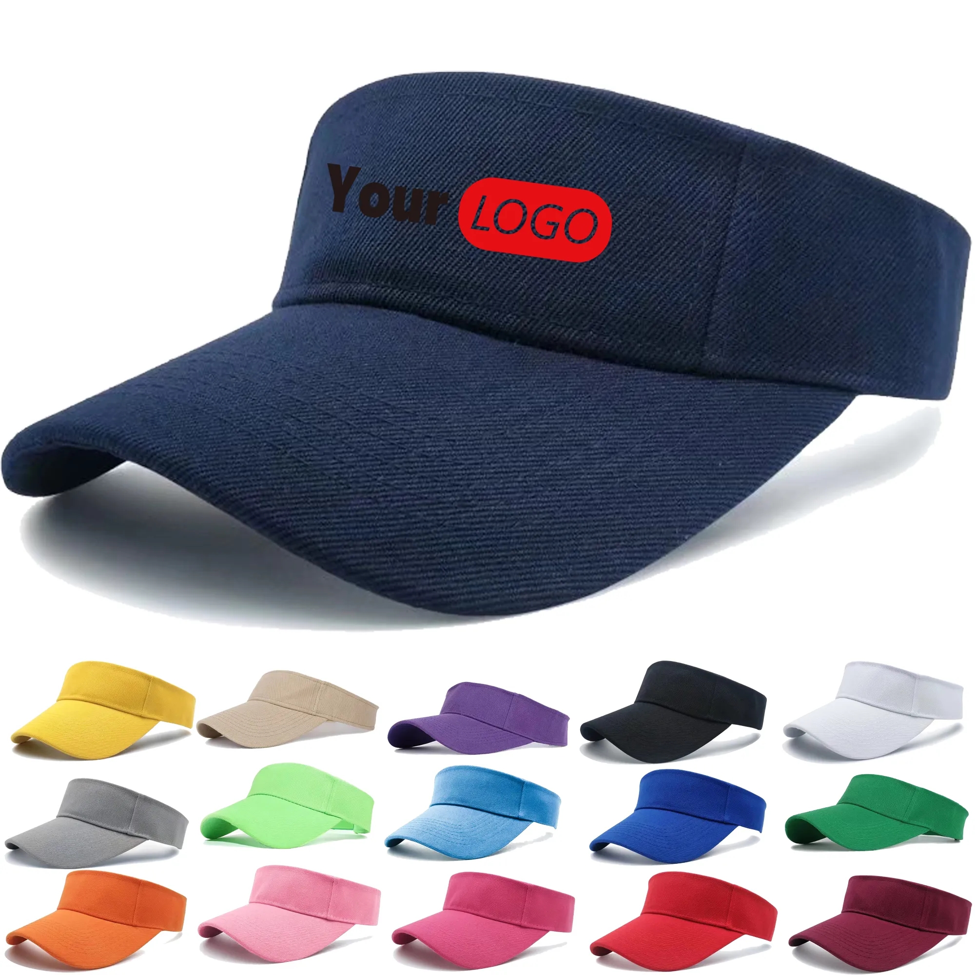 Cotton Sun Visor Hats Full Color