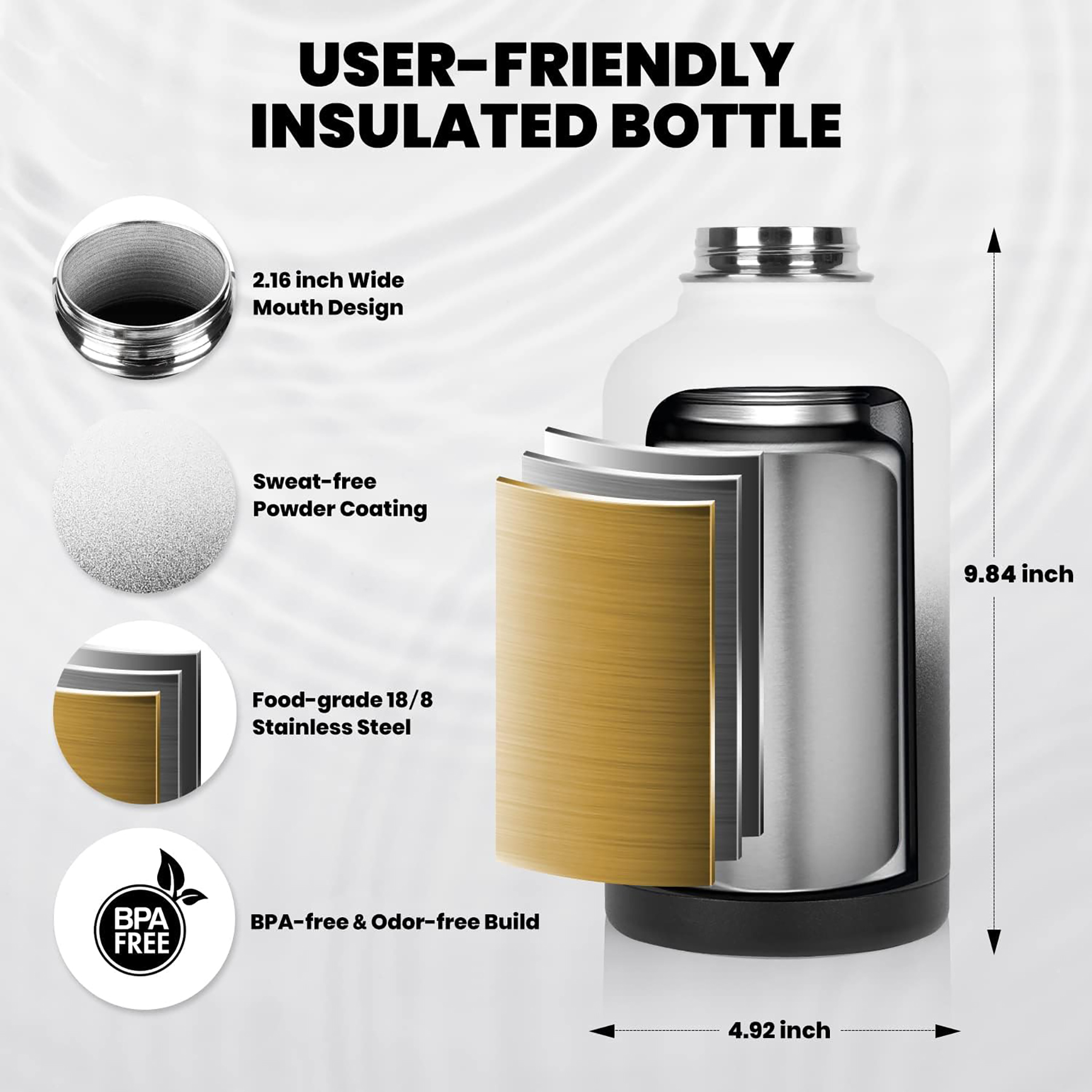 64 Oz Insulated Water Bottle with Paracord Handle and Straw Spout Lid, custom water bottle with logo imprint 27